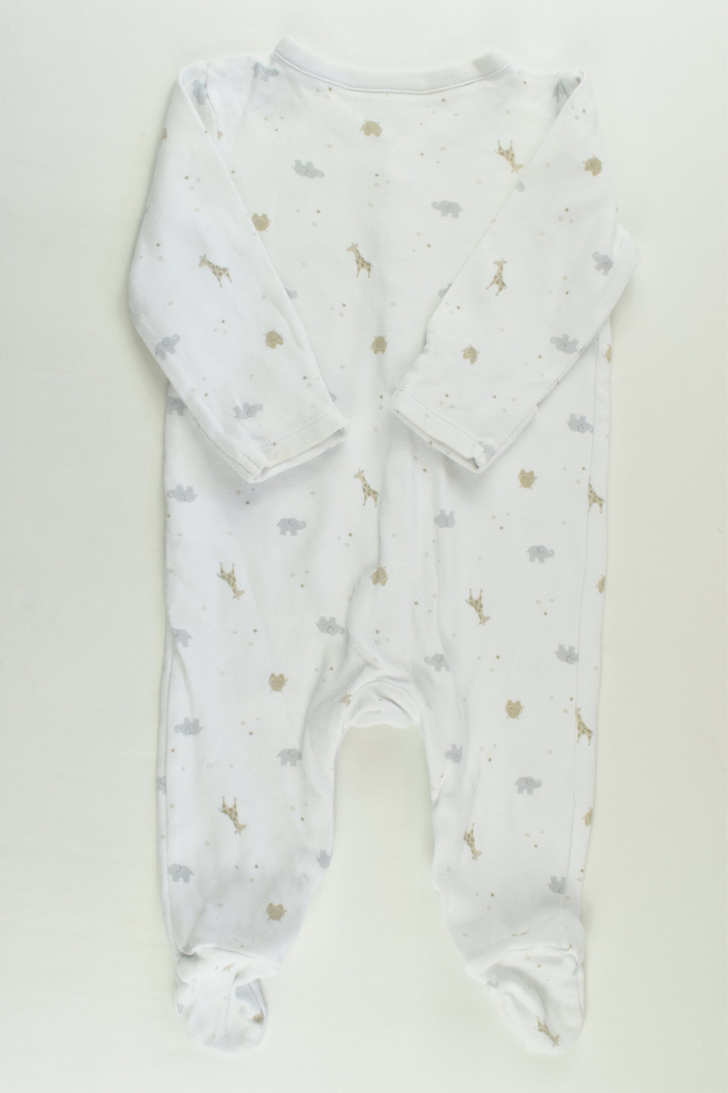 The Little White Company (London) Size 00 (3-6 months) Footed Animals Romper