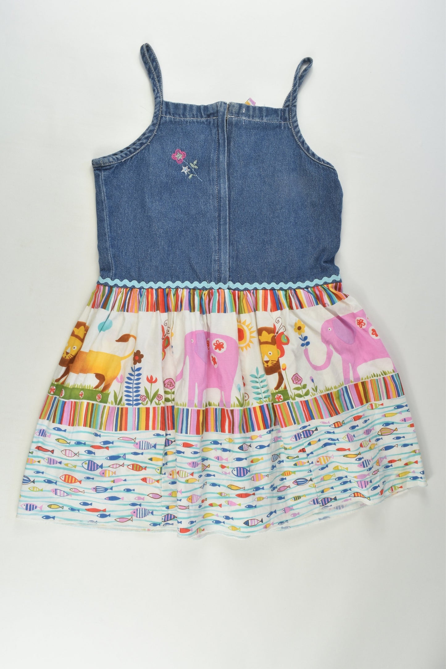 Tin Whistle Size approx 4-5 Denim/Animals Handmade Dress