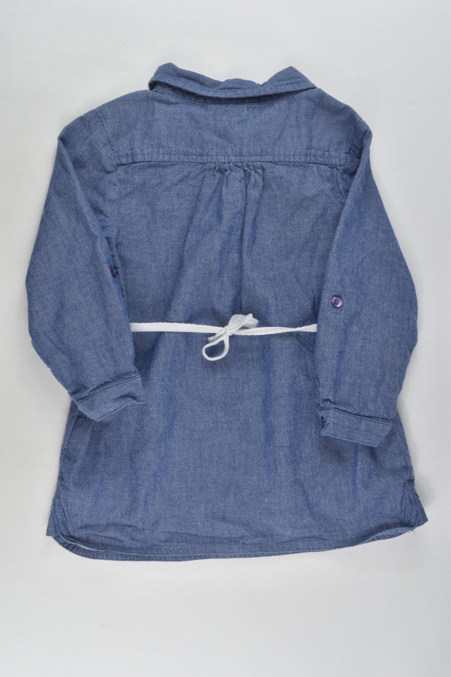 Waitrose Mini Size 2-3 Denim Dress with Floral Embroidery