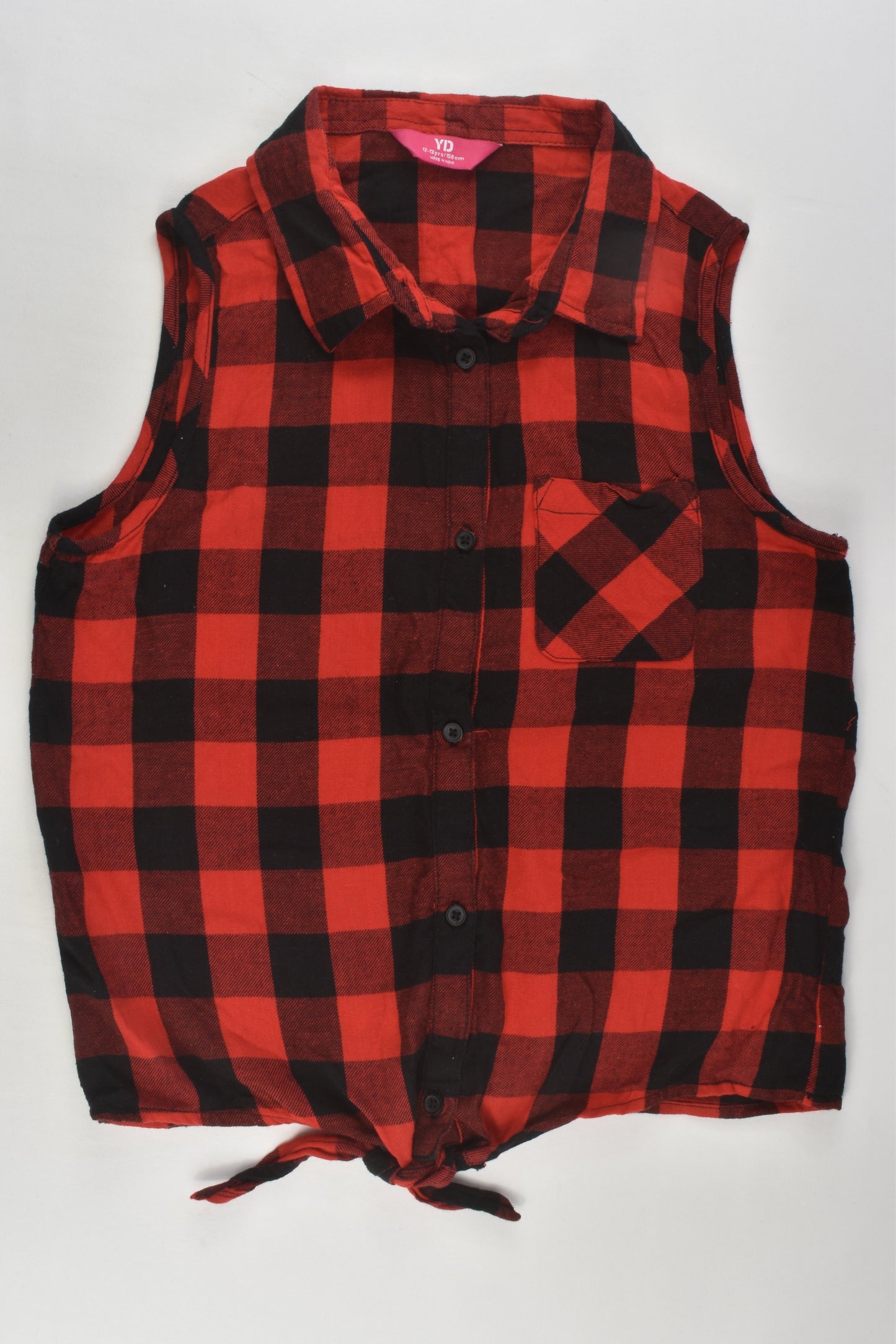 YD Size 12-13 Checked Tie-front Shirt