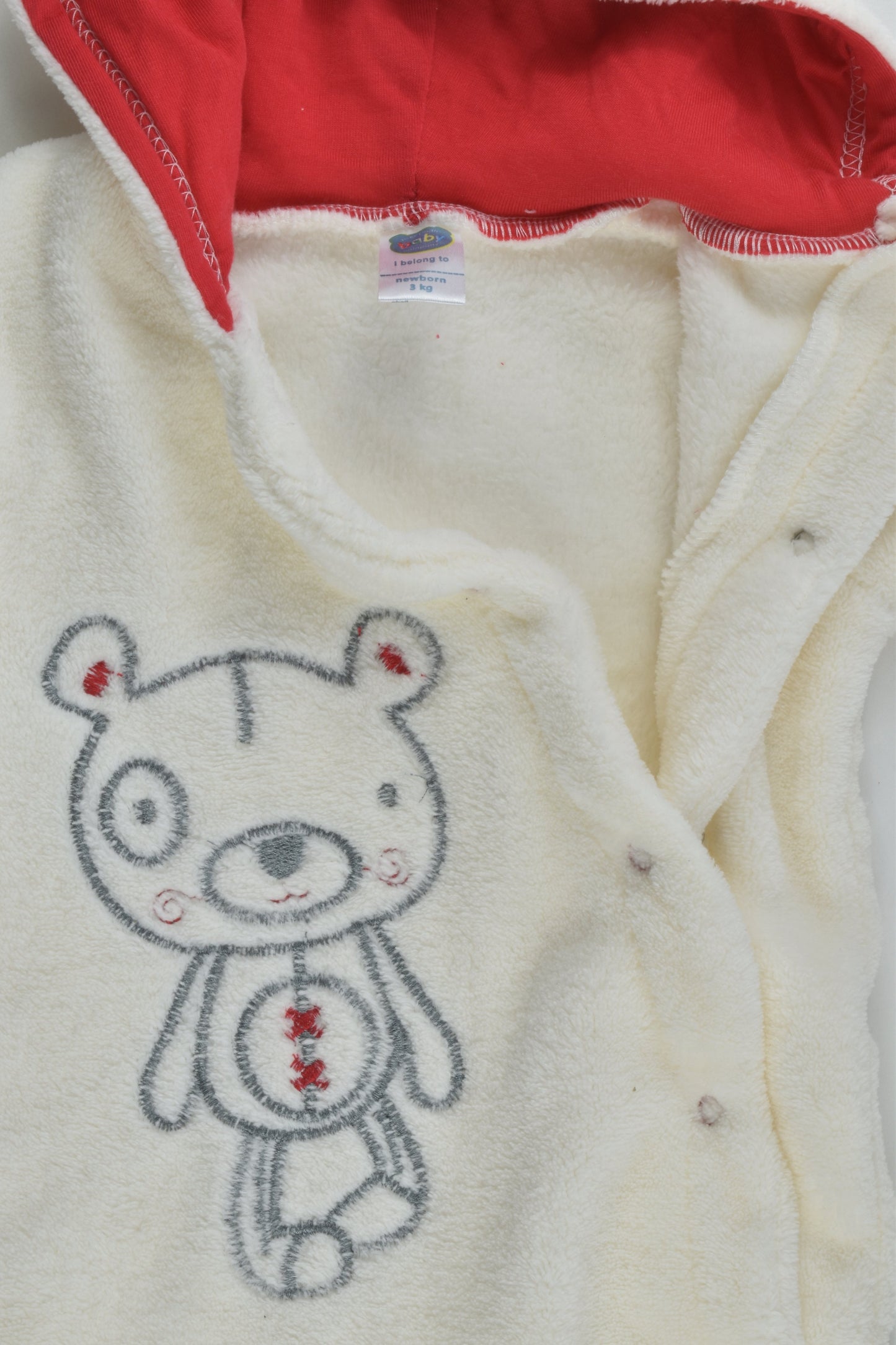 Akerman Baby Company Size 0000 Fluffy Teddy Bear Pramsuit