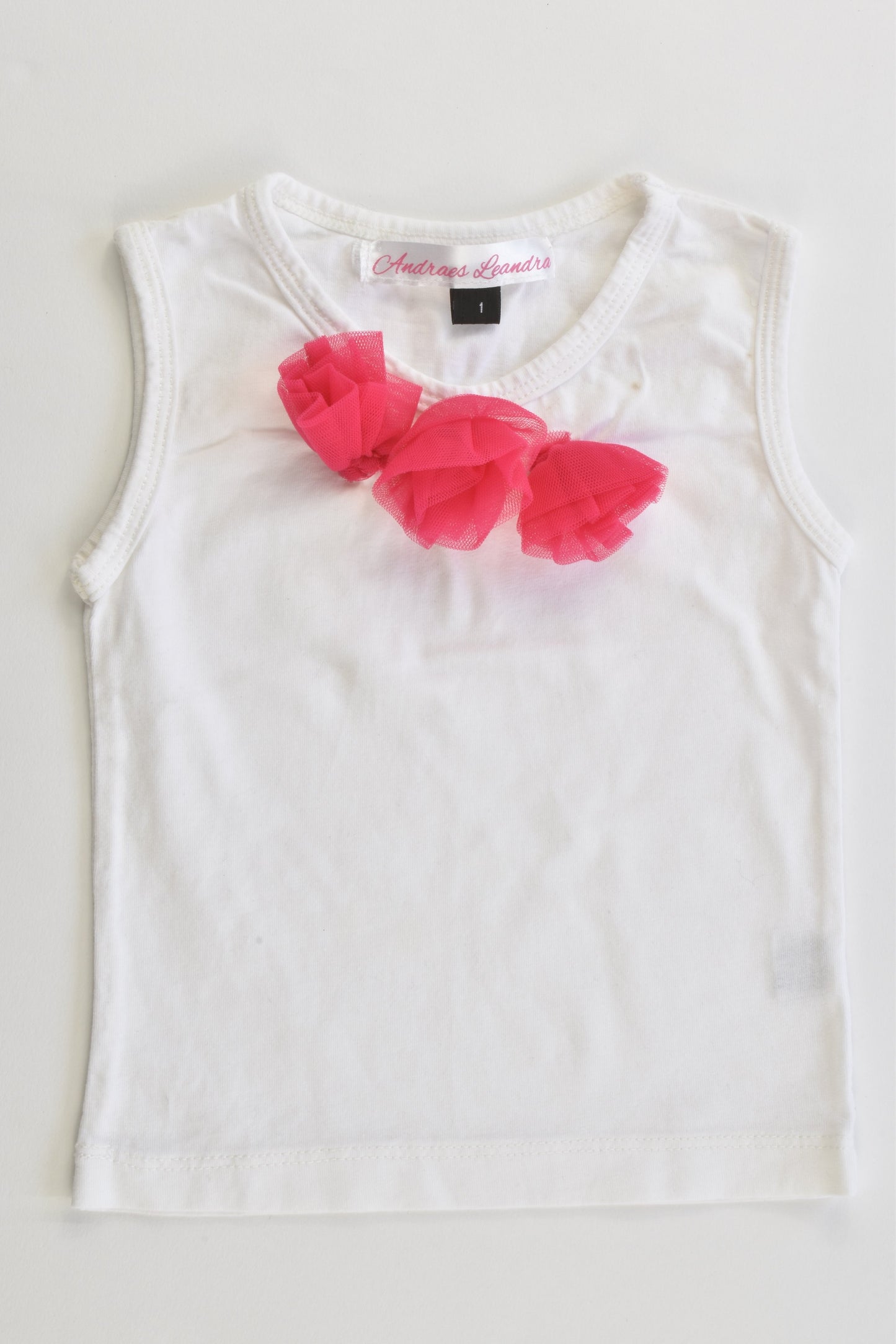 Andreaes Leandra Size 1 Sleeveless Top with Three Pink Flowers