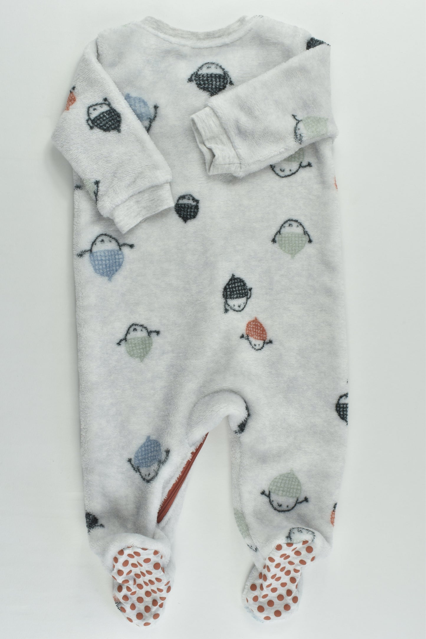 Anko Size 000 (0-3 months) Acorn Footed Fleece Romper