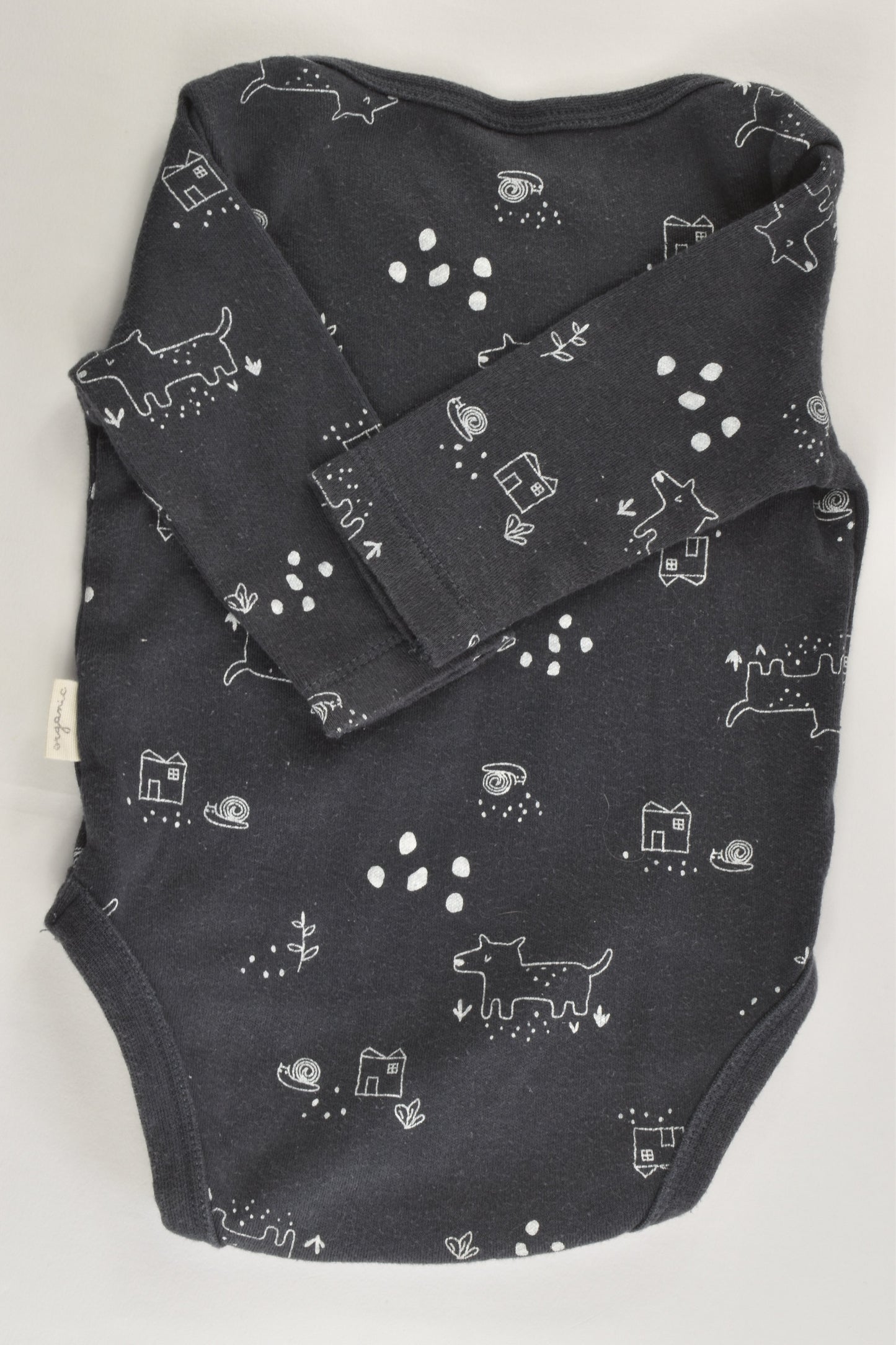 Anko Size 000 (0-3 months) Organic Dog and Snail Bodysuit