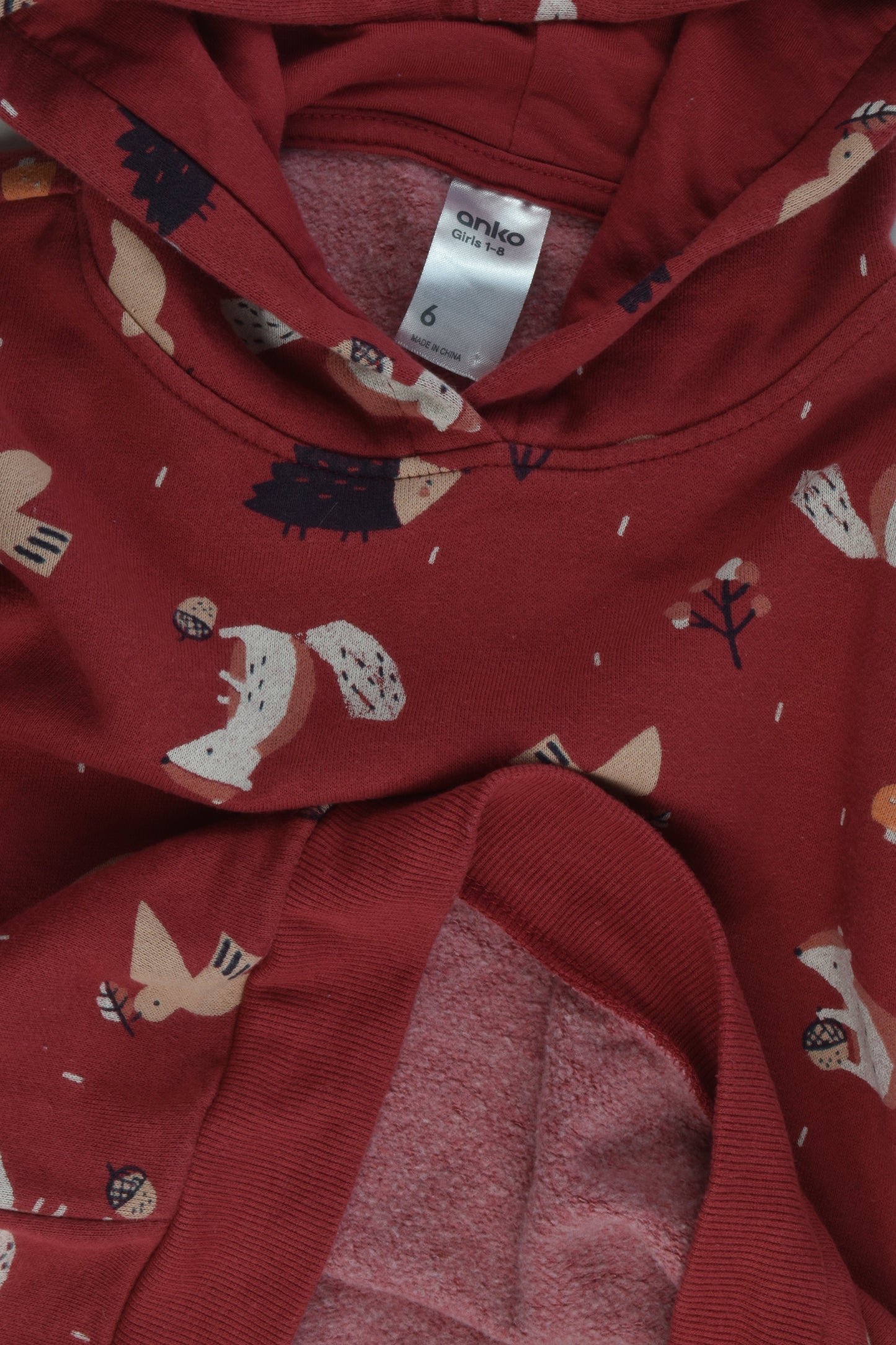 Anko Size 6 Forest Animals Hooded Jumper