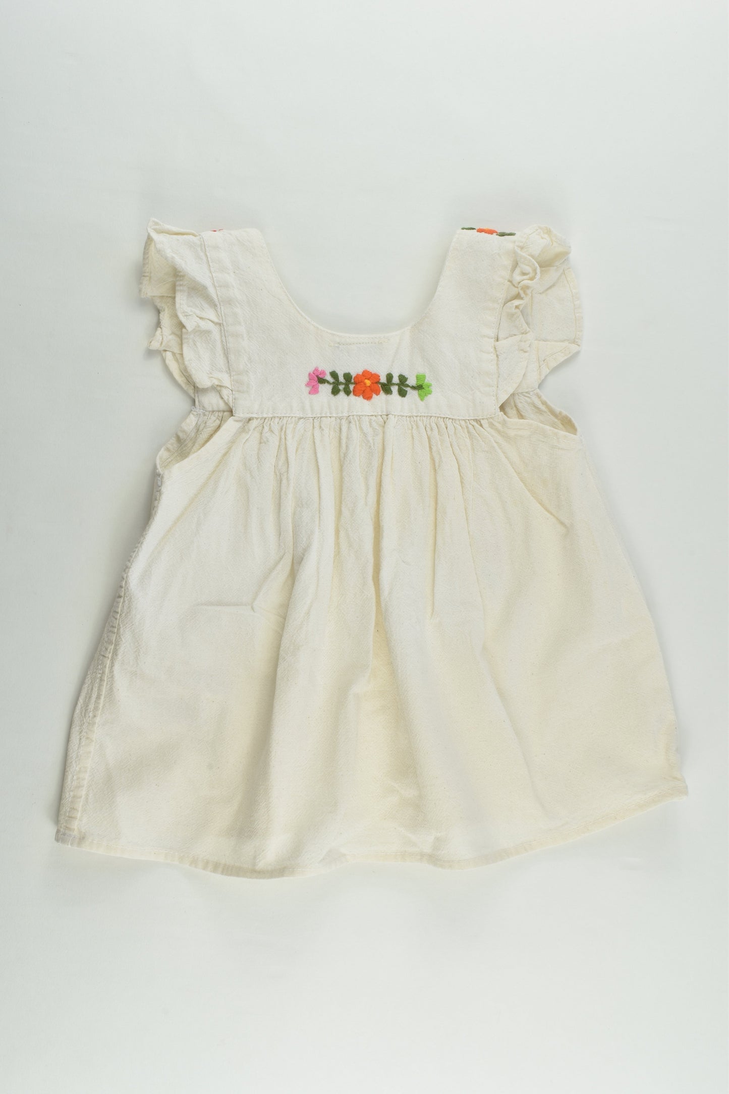 Arte Huaxyacac Size approx 2-3 Handmade Linen-feel Blouse with Floral Embroidery