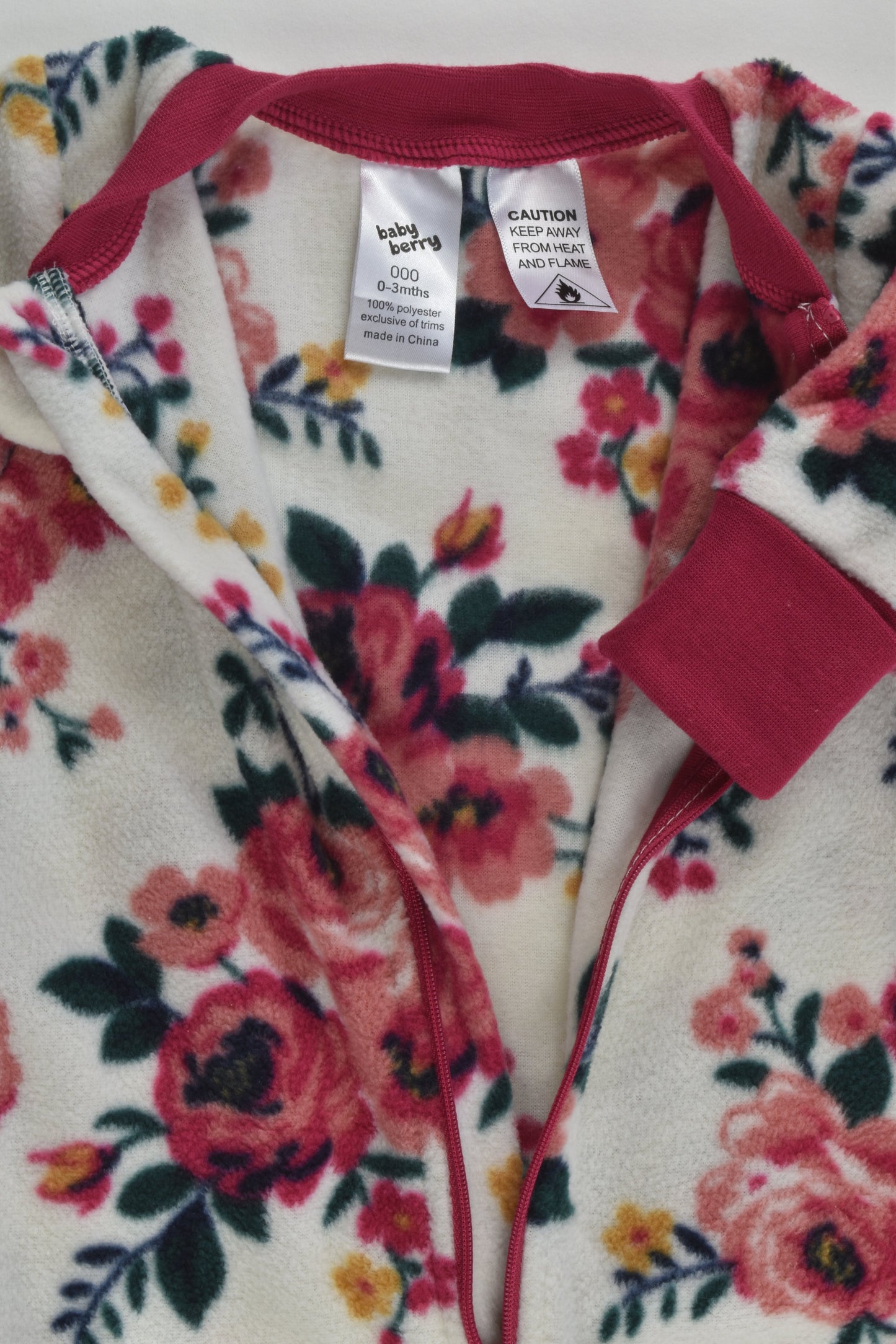Baby Berry Size 000 Floral Footed Fleece Romper