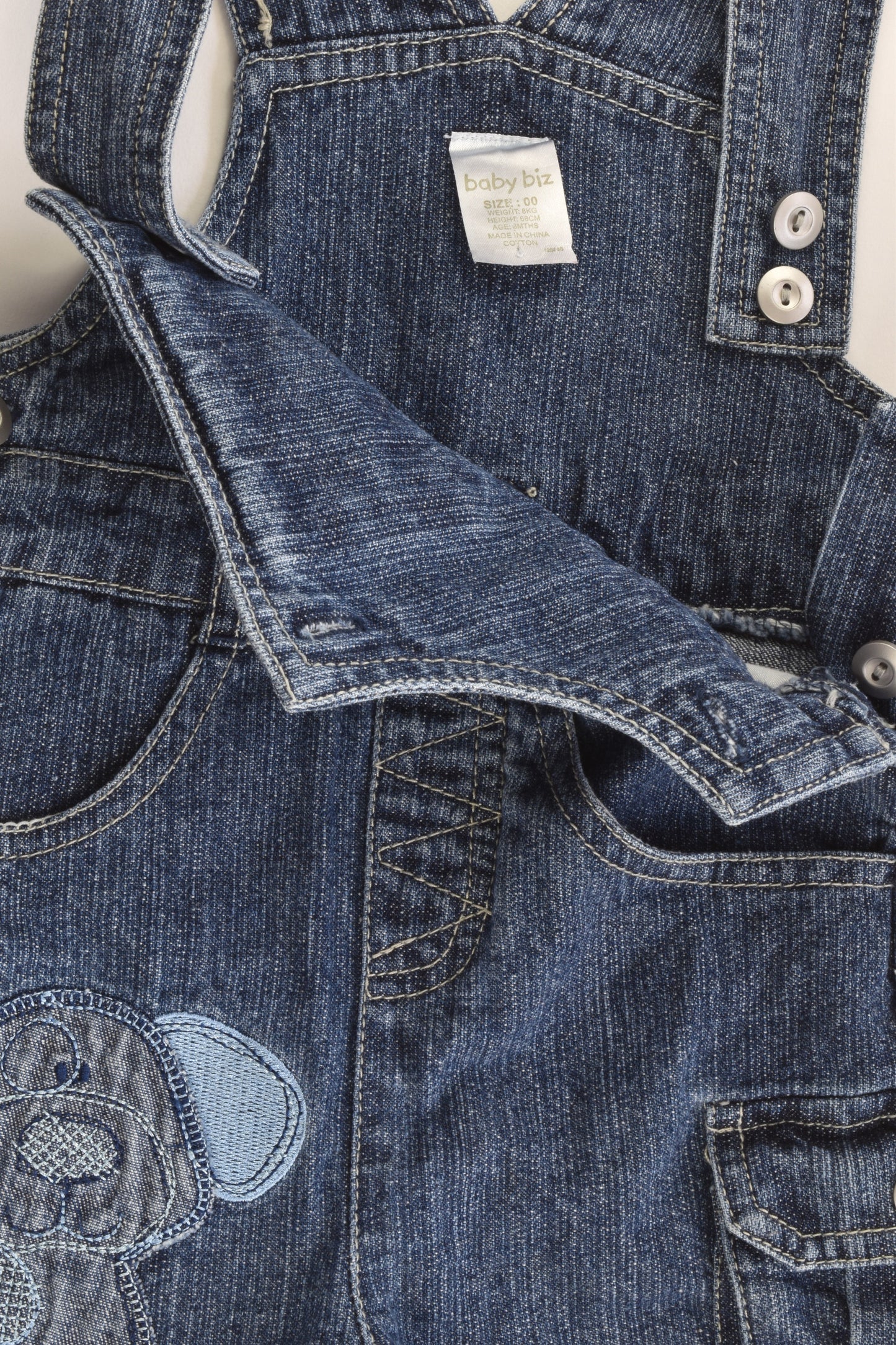 Baby Biz Size 00 Puppy Short Denim Overalls