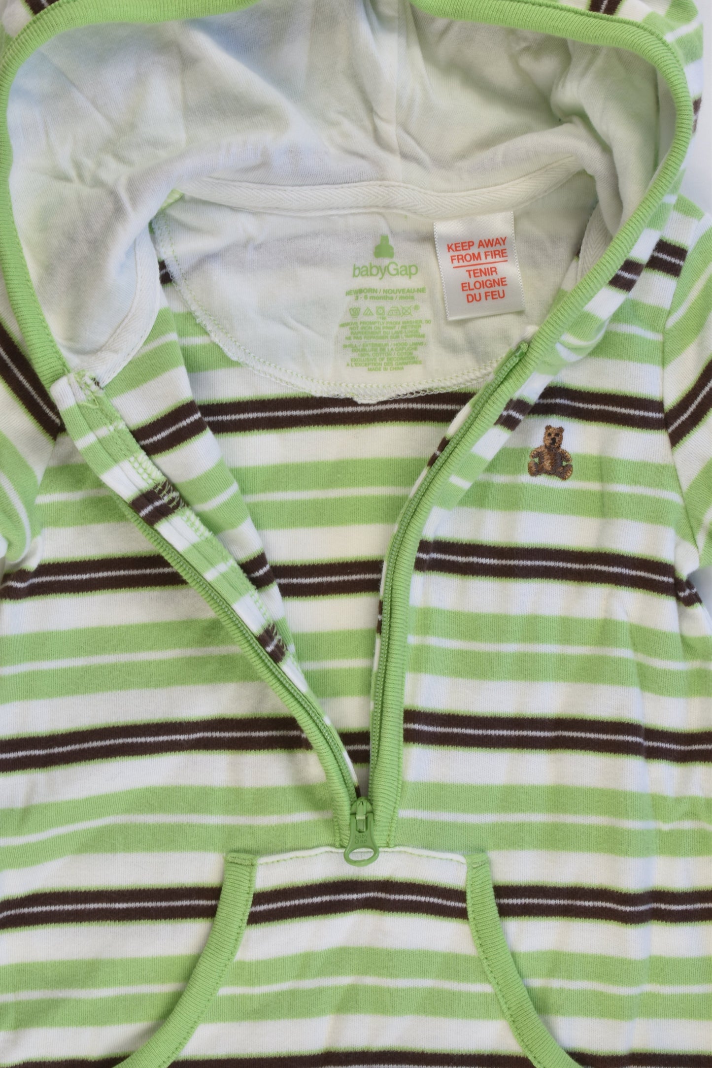 Baby Gap Size 00 (3-6 months) Striped Hooded Short Onesie