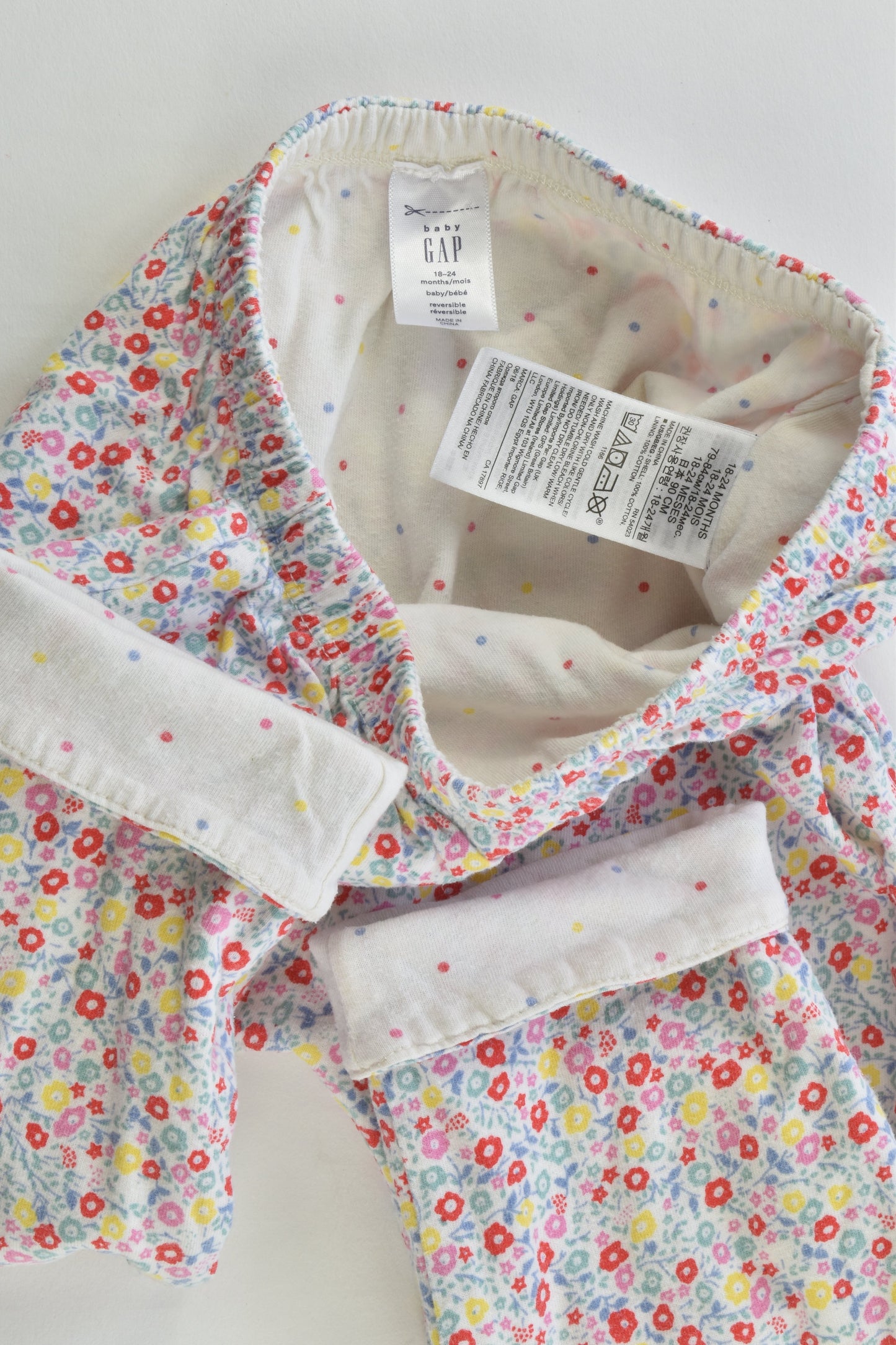 Baby Gap Size 18-24 months Reversible Liberty Print/Dotted Pants
