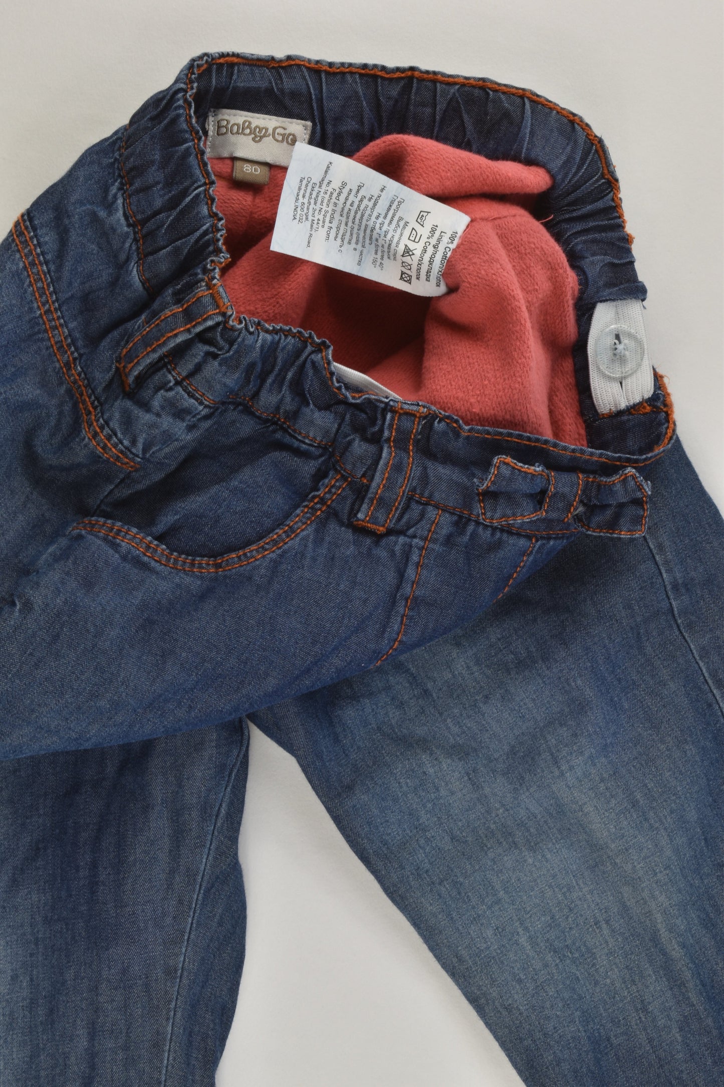 Baby Go Size 0-1 (80 cm) Lined Lightweight Denim Pants