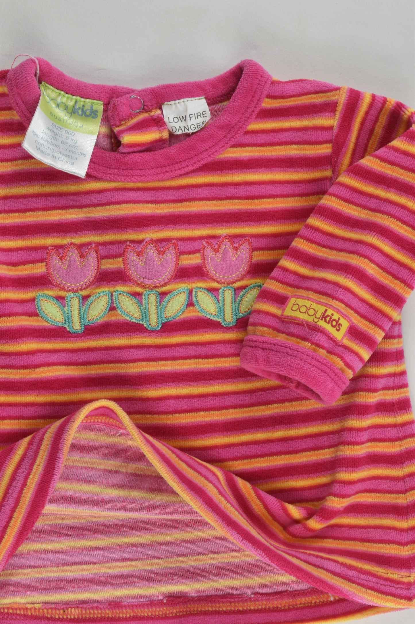 Baby Kids Australia Size 000 Three Tulipans Velour Jumper