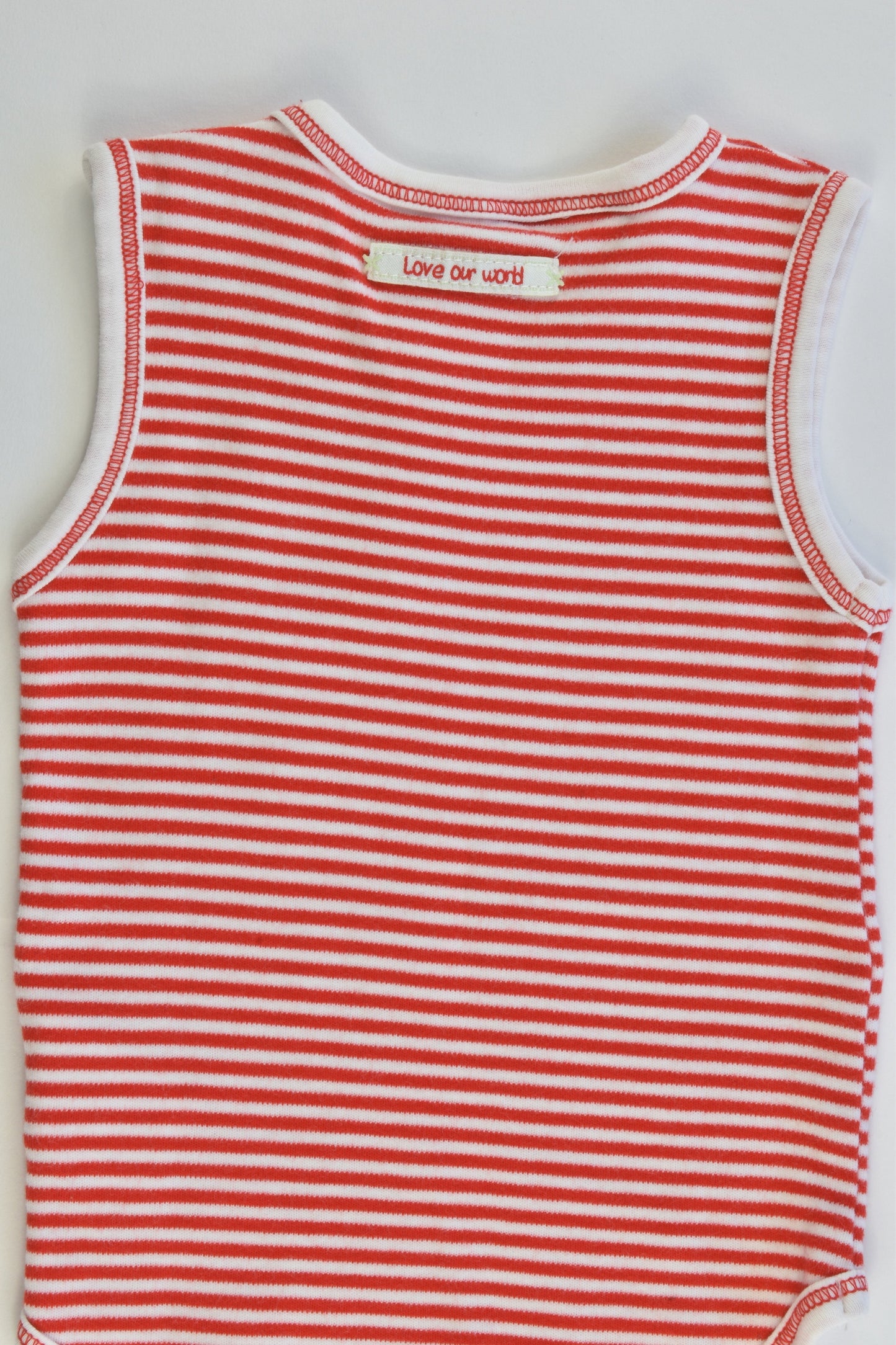 Baby Patch Size 00 (3-6 months) Striped 'Love Our World' Bodysuit
