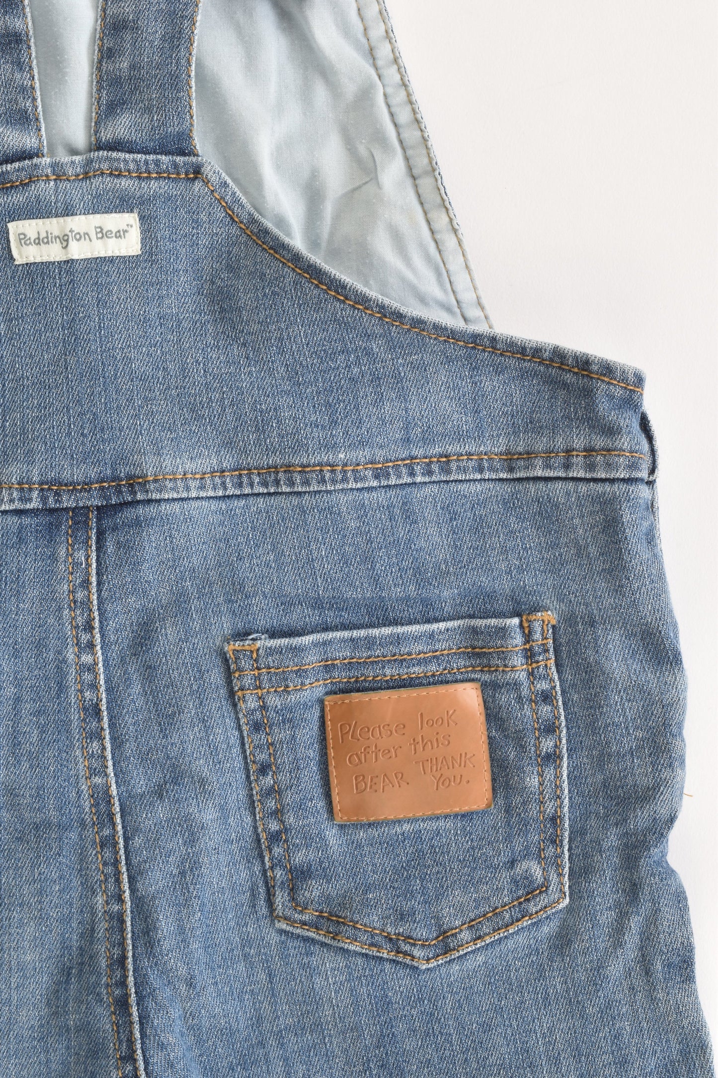 Baddington Bear Size 5 Stretchy Denim Overalls