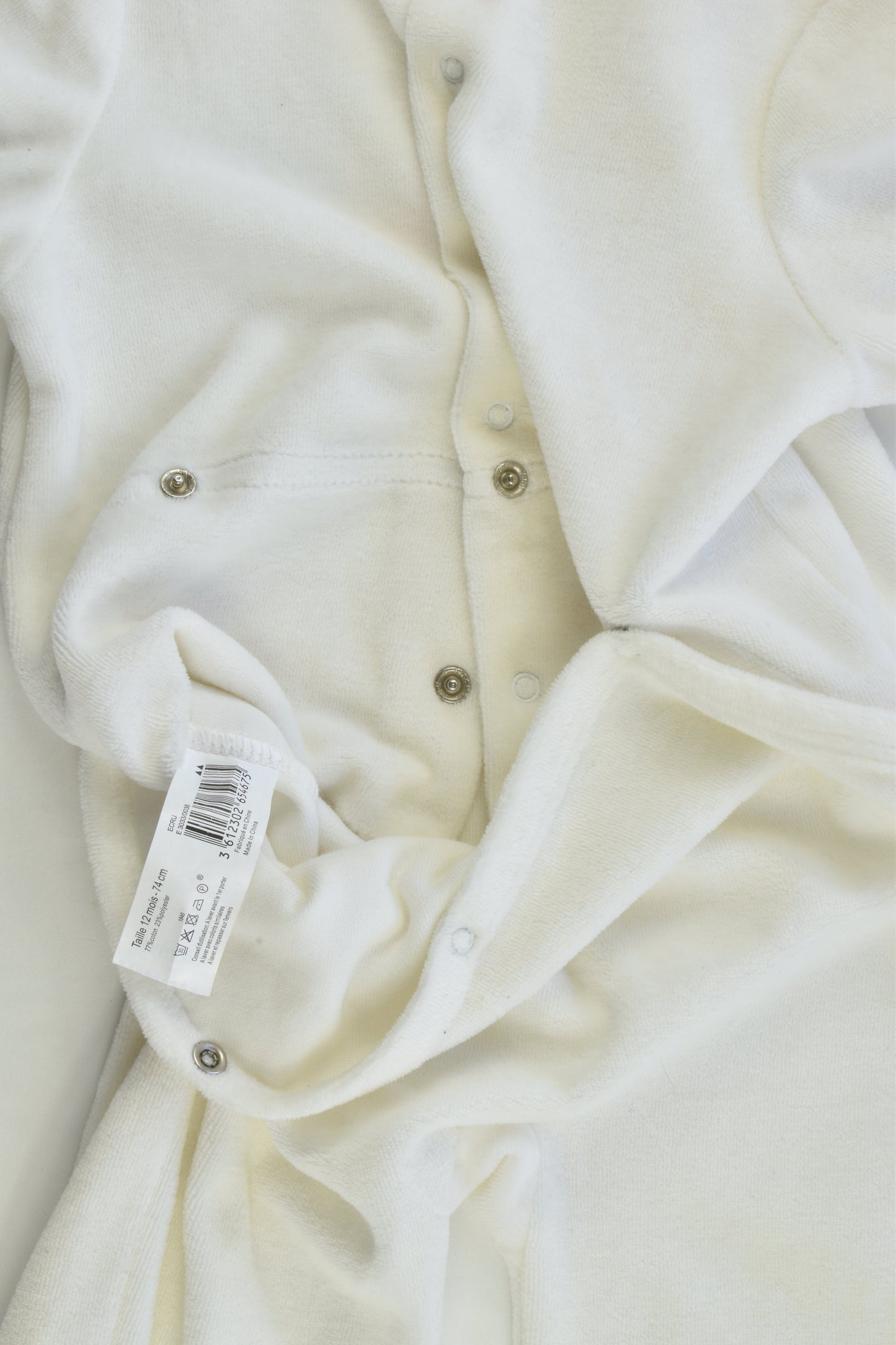 Bout'chou (France) Size 12 months (0-1) Footed Bird Velour Romper