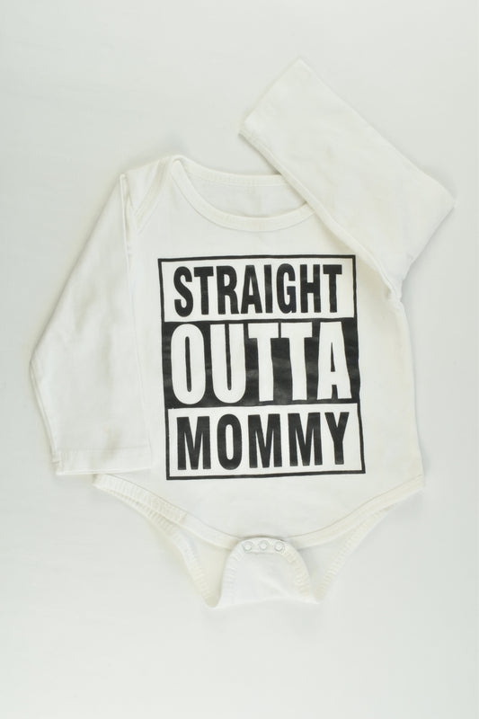 Brand Unknown Size approx 0 'Straight Outta Mummy' Bodysuit