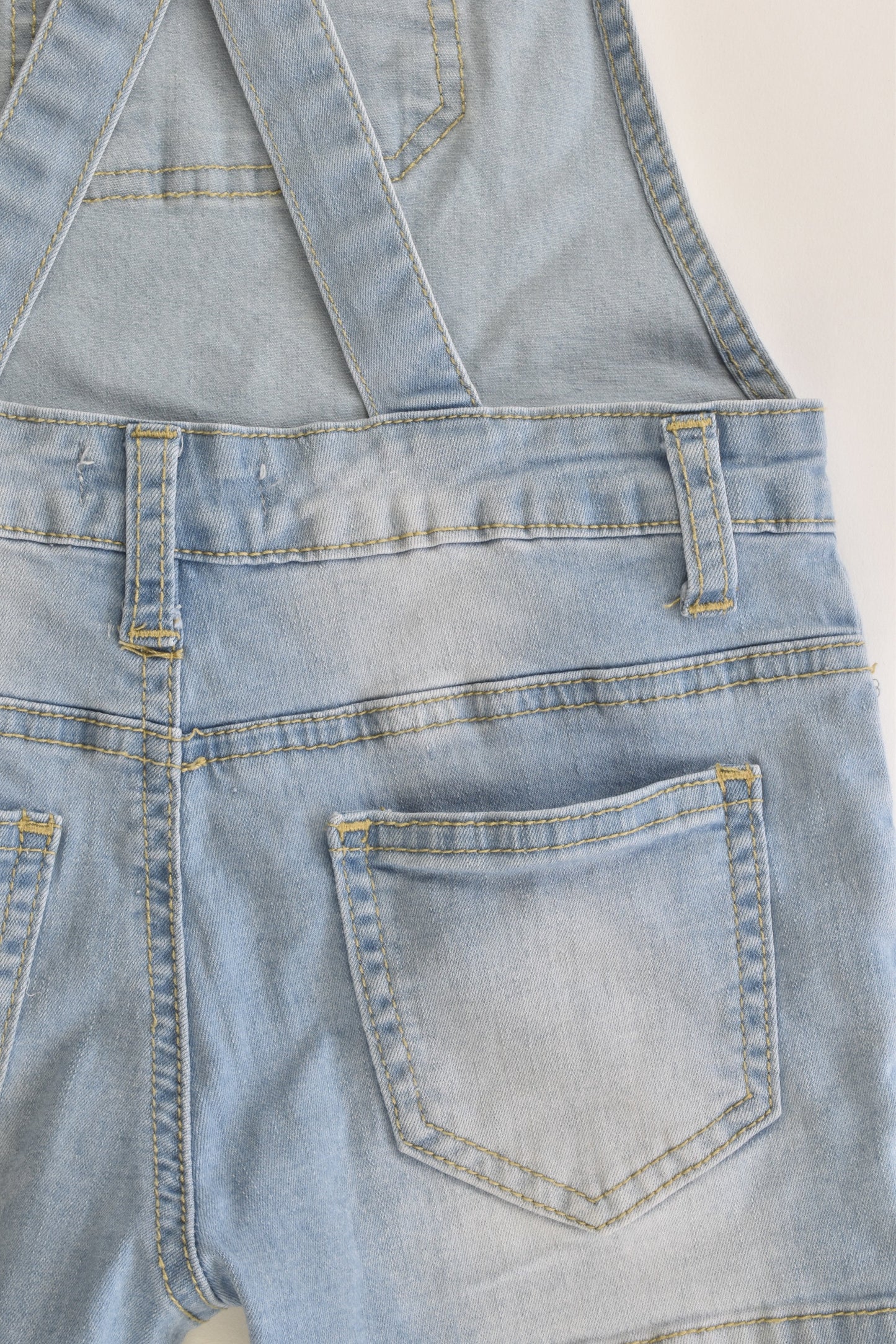 Breakers Size 3 Stretchy Denim Short Overalls with Glittery Love Heart