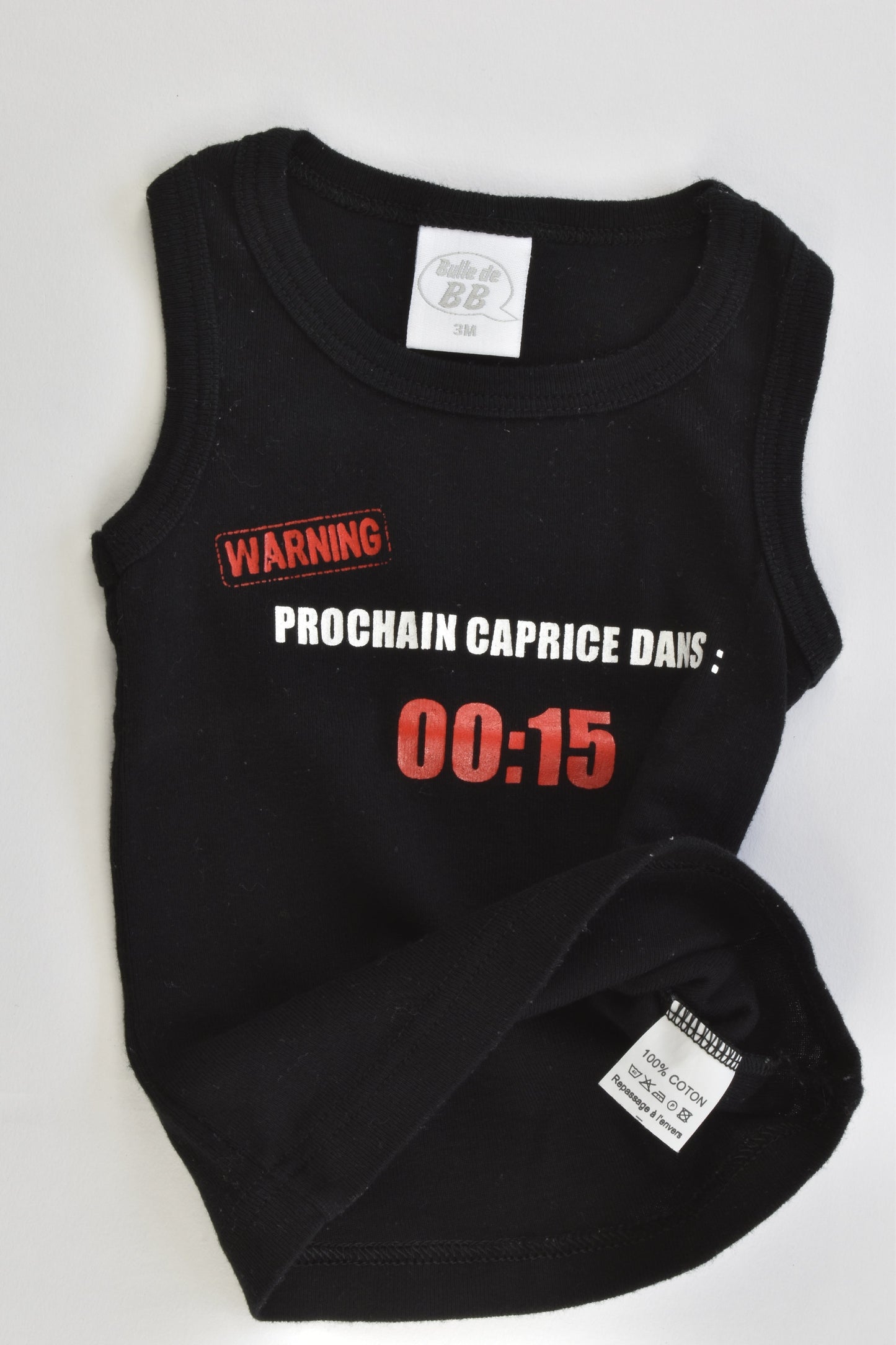 Bulle De BB (France) Size 000-00 (3 months) 'Warning, Prochain Caprice Dans 00:15' Tank Top