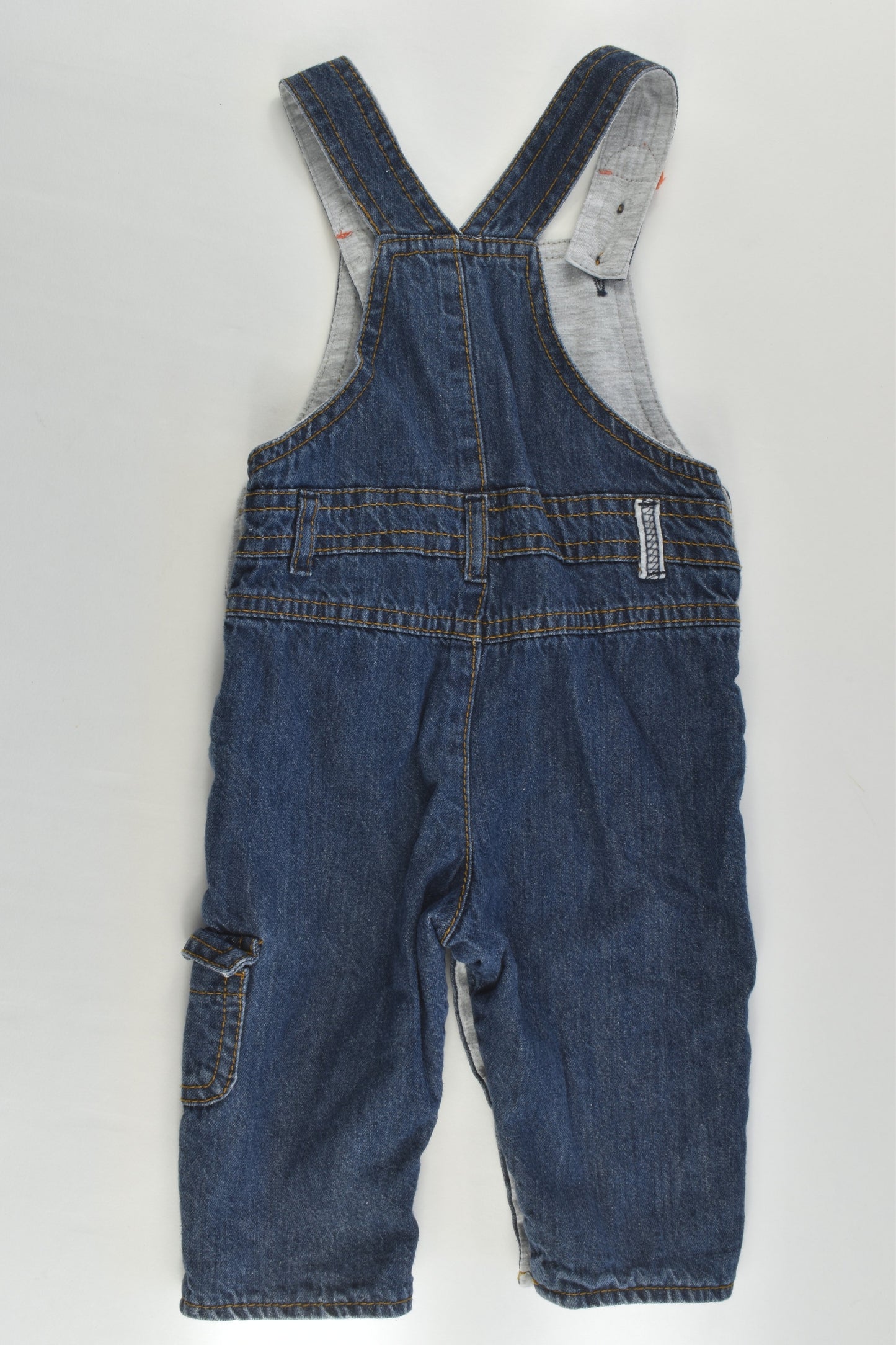 C&A (Germany) Size 000 (62 cm) Lined Funny Face Denim Overalls