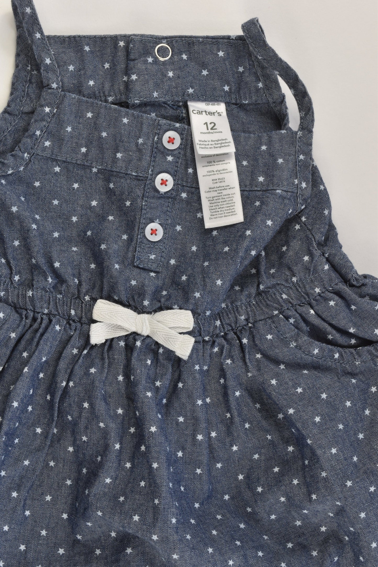 Carter's Size 0 (12 months) Stars Lightweight Denim Dress