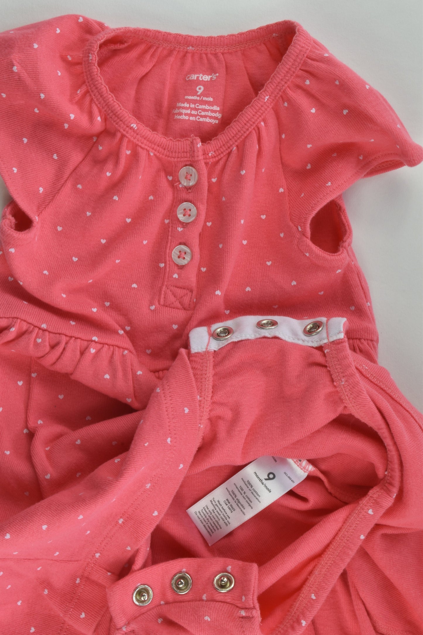 Carter's Size 0 (9 months) Love Hearts Dress with Bodysuit Underneath