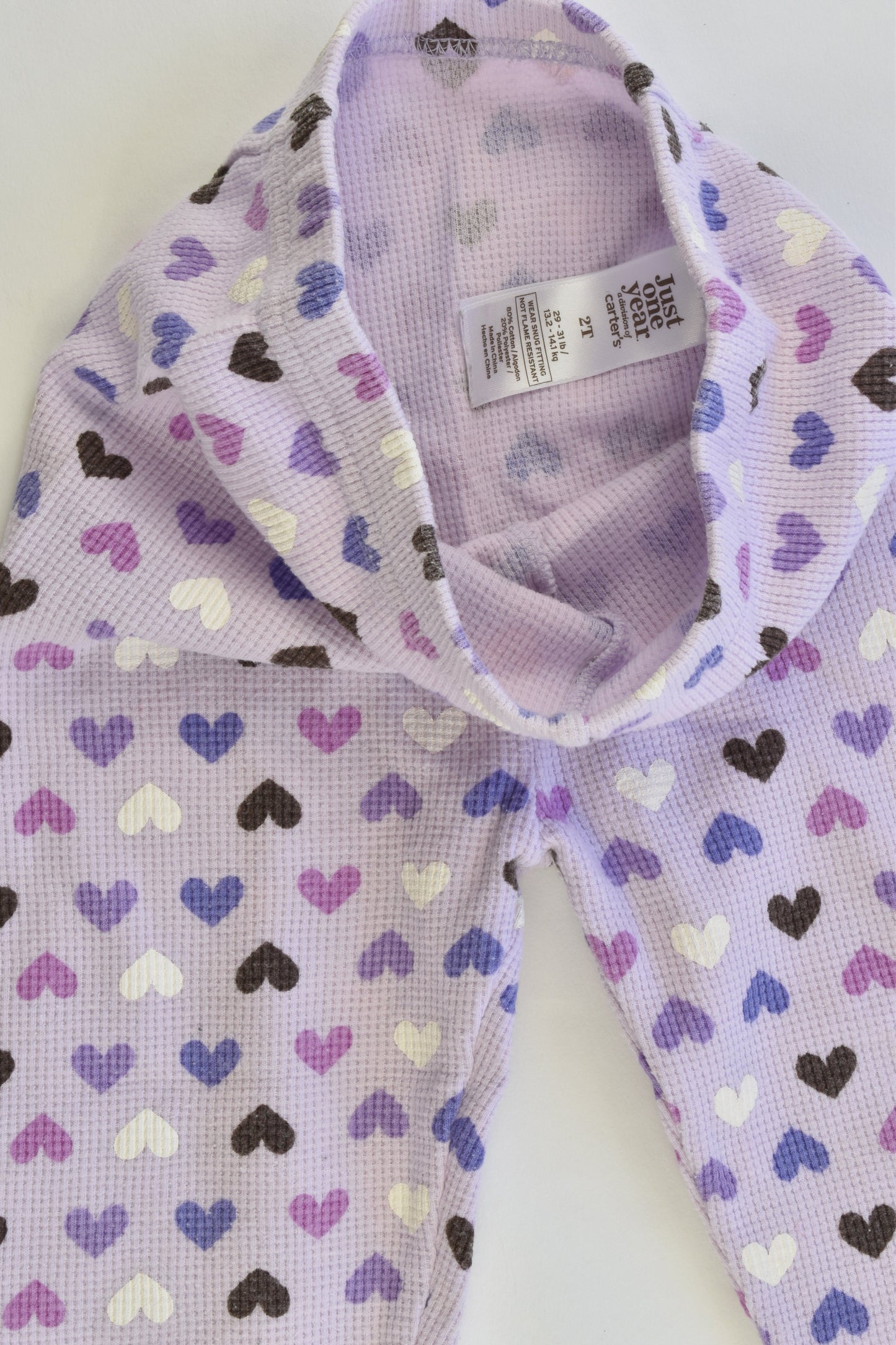 Carter's Size 2 Ribbed Hearts Pj Set