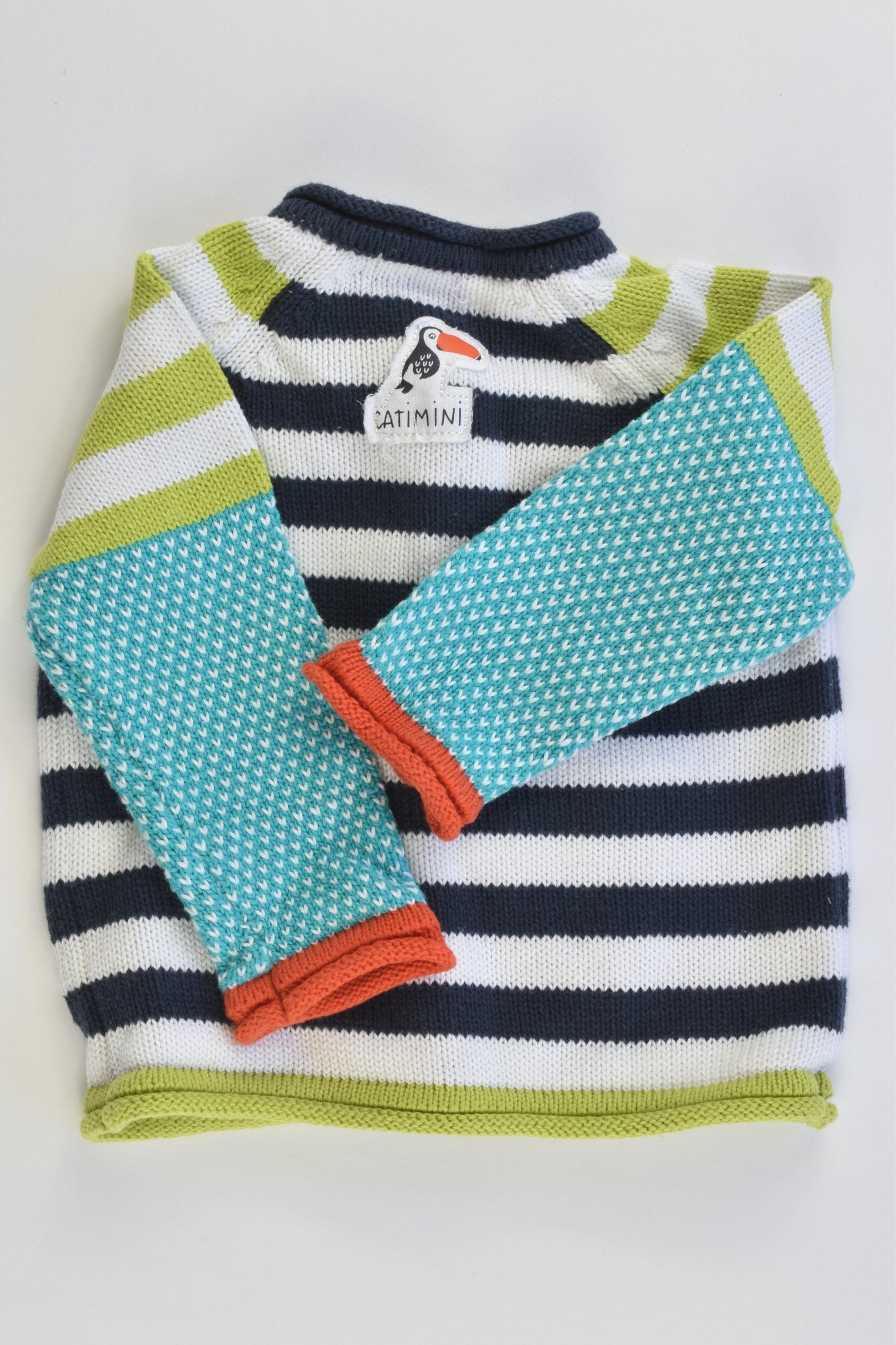 Catimini (France) Size 000 (3 months, 59 cm) Colorful Knitted Cardigan