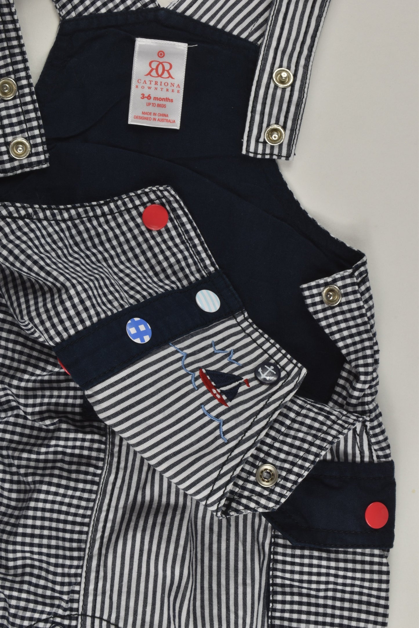 Catriona Rowntree Size 00 (3-6 months) Nautical Short Overalls