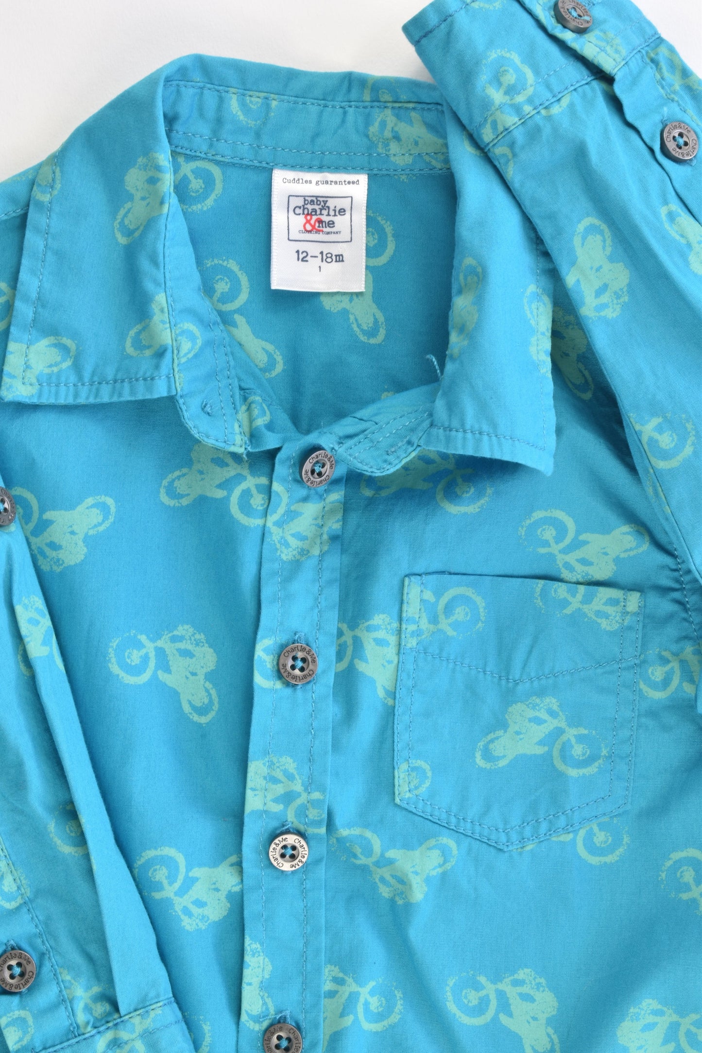 Charlie & Me Size 1(12-18 months) Bicycles Collared Shirt