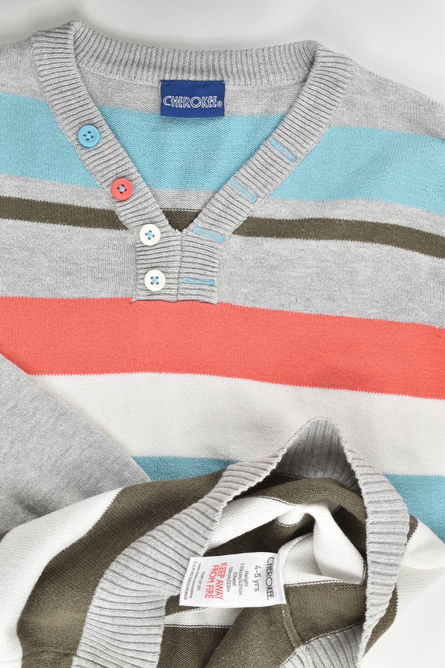 Cherokee Size 4-5 (110 cm) Striped Knitted Jumper
