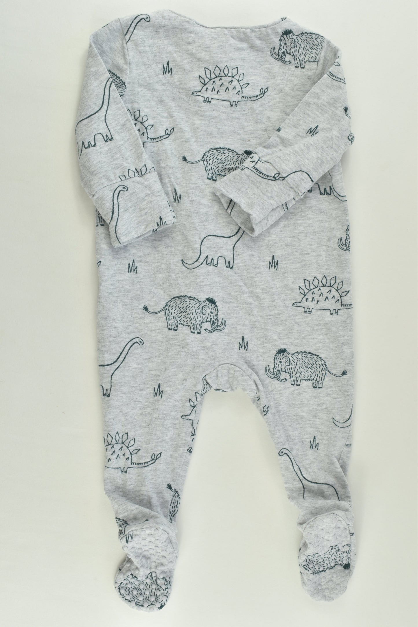 Cotton On Baby Size 000 (0-3 months) Mammoths and Dinosaurs Footed Romper