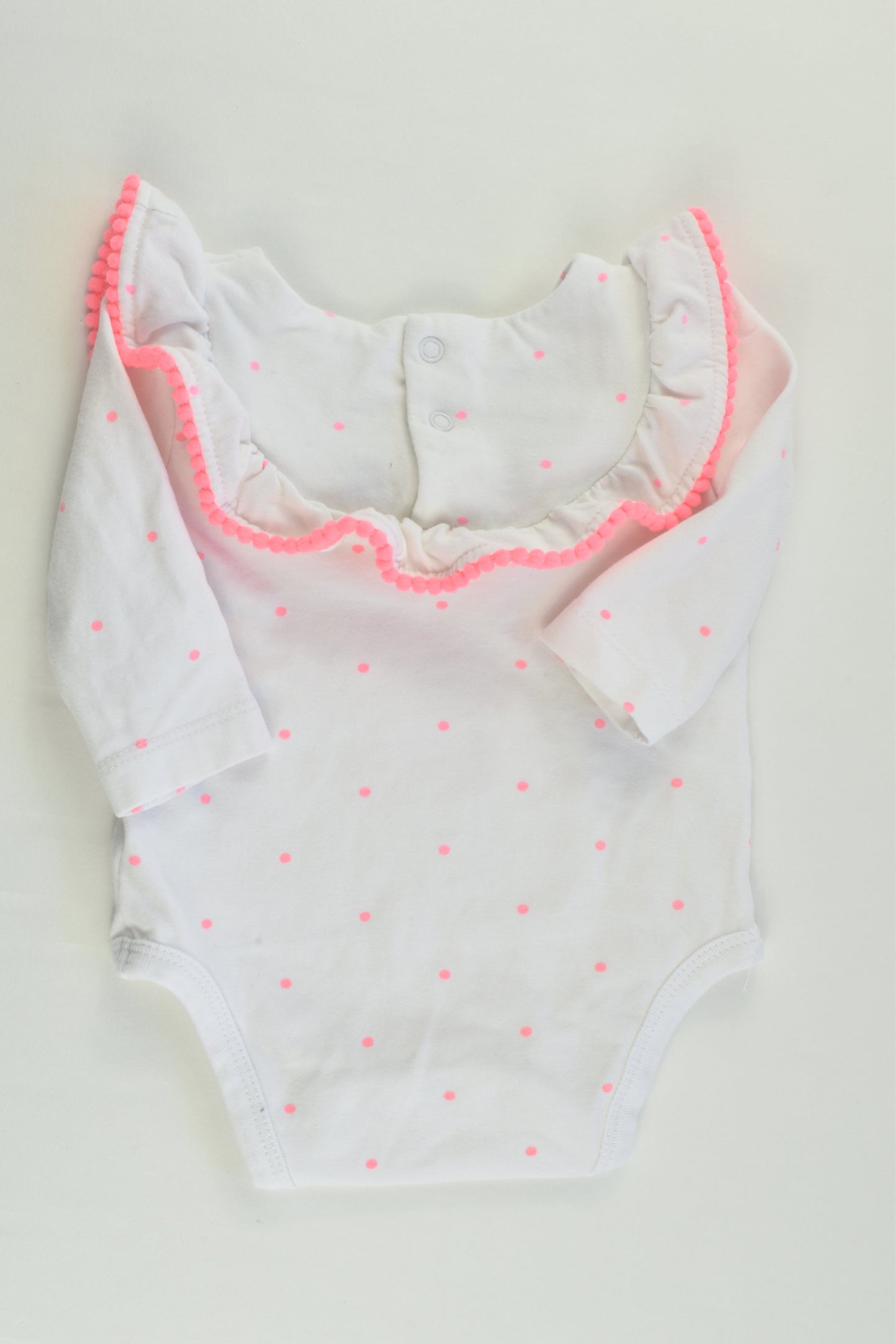 Cotton On Baby Size 000 (0-3 months) Ruffle Pom Pom Bodysuit