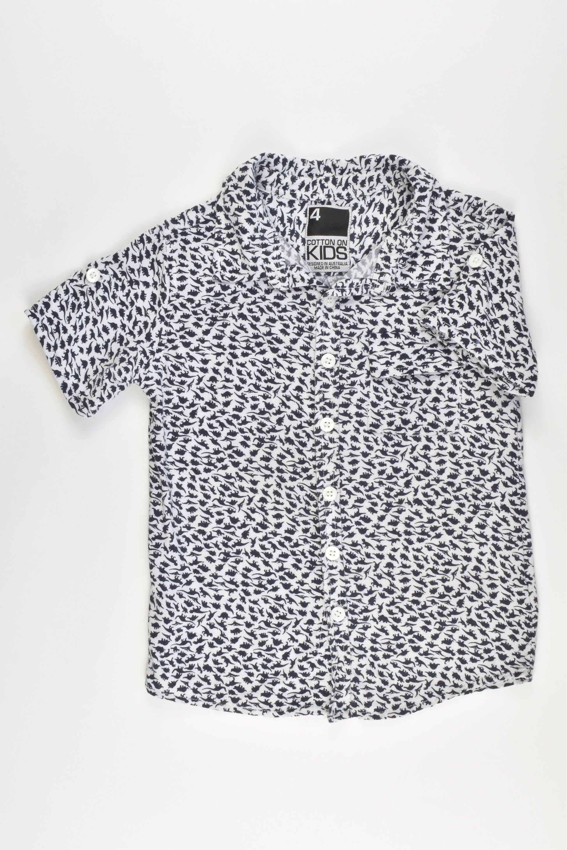 Cotton On Kids Size 4 Dinosaurs Collared Shirt