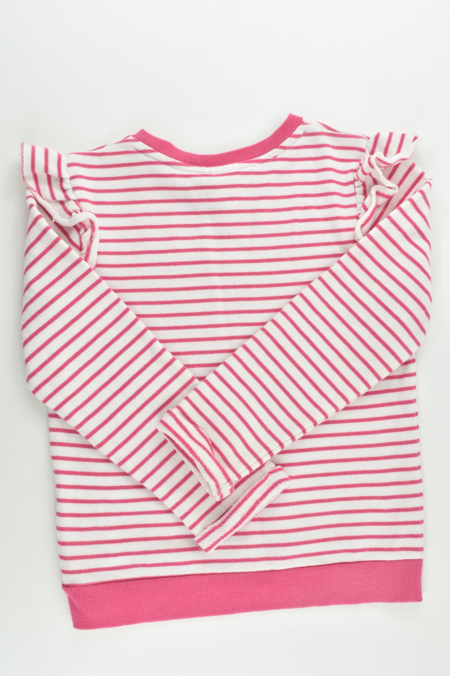 Cotton On Kids Size 6 Striped Sweater with Ruffle Shoulders