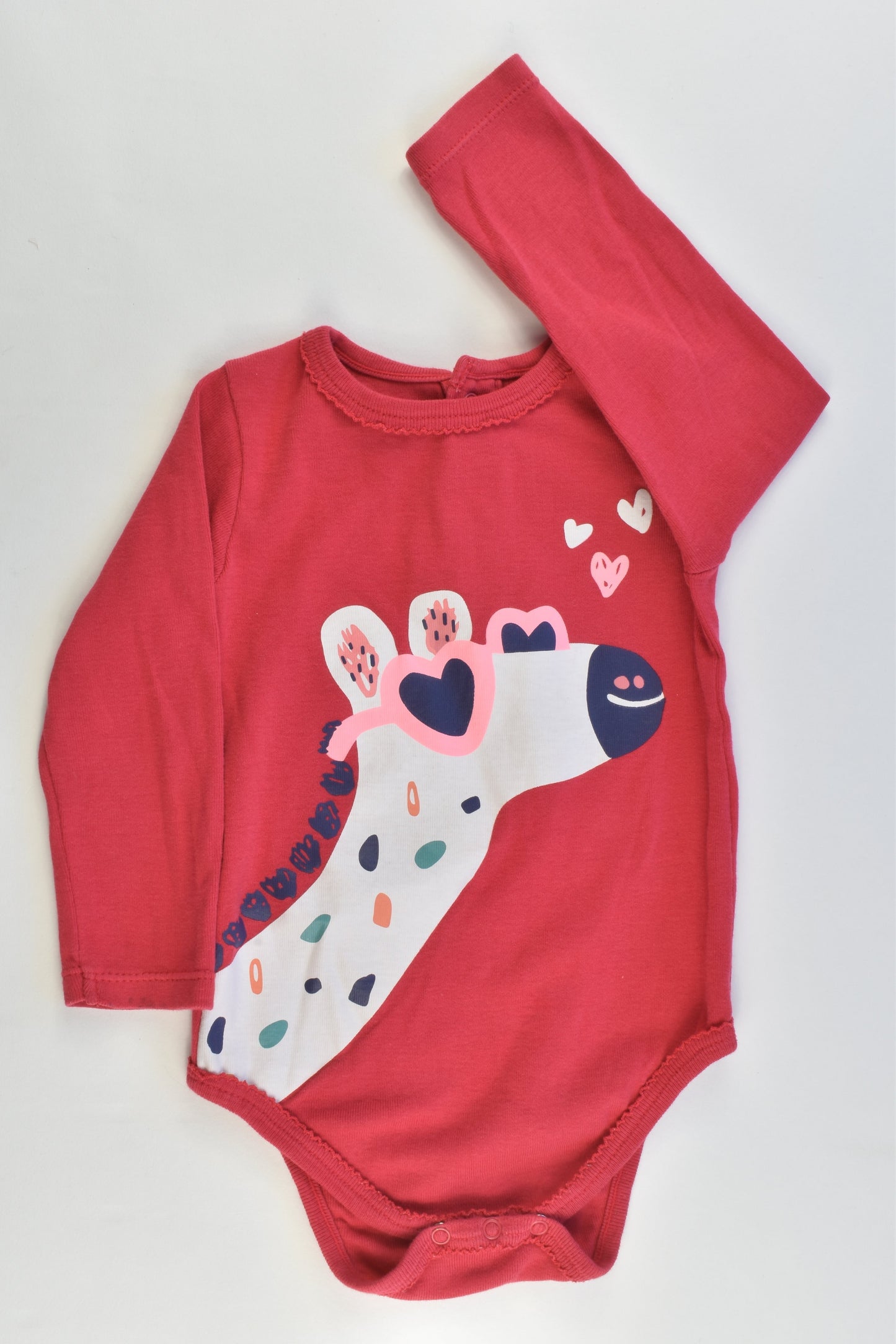 Du Pareil Au Même (France) Size 24 months (86 cm, 1) Giraffe with Love Hearts Sunnies Bodysuit