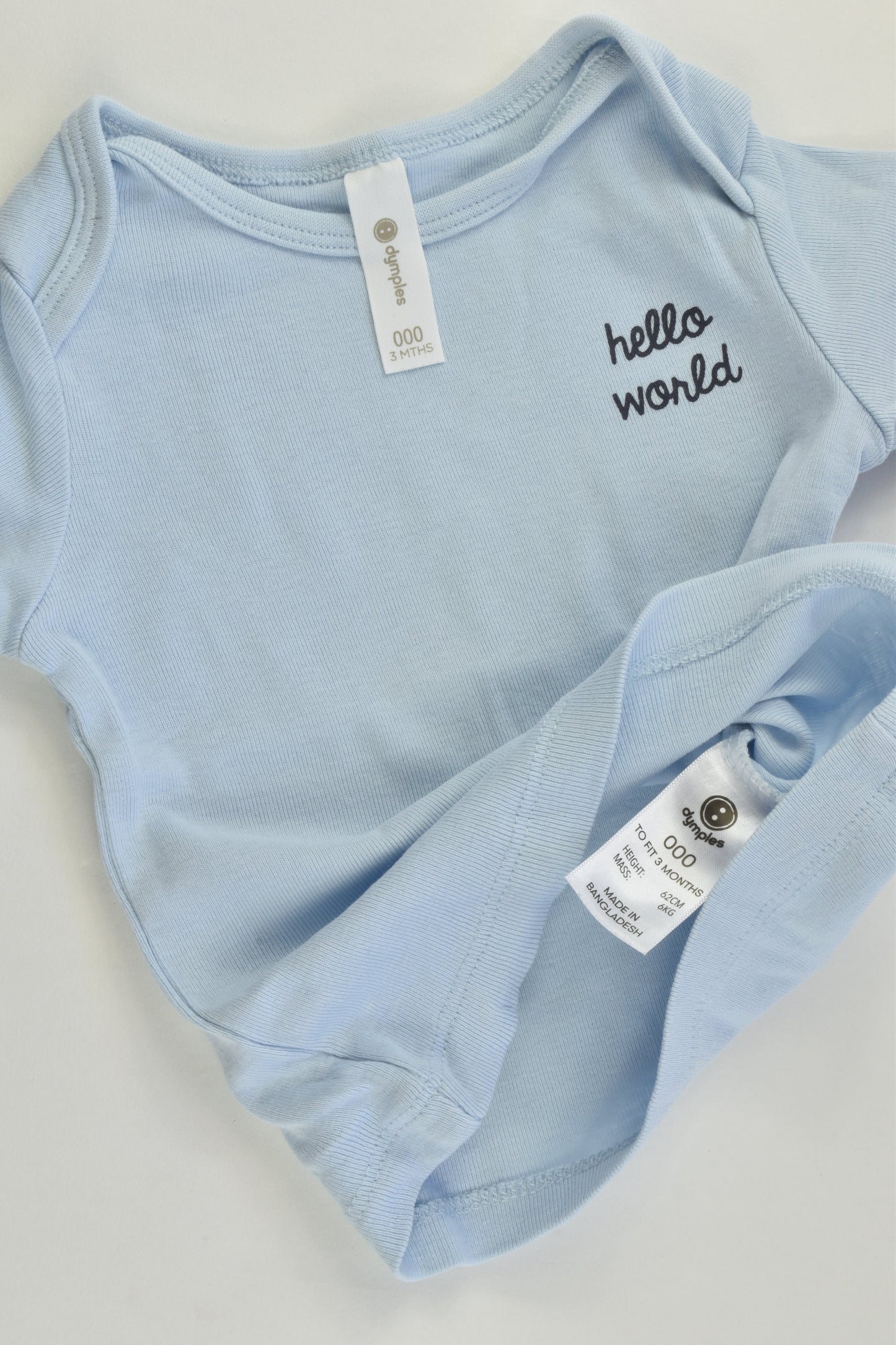 Dymples Size 000 3 months) Organic Cotton 'Hello World' T-shirt