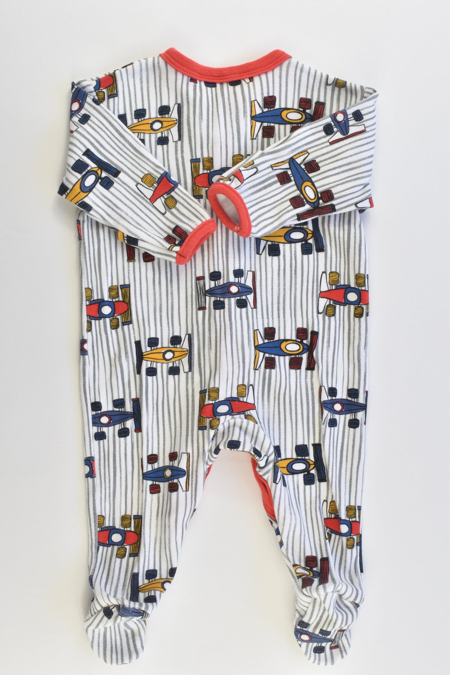 Dymples Size 000 (3 months) Racing Cars Footed Romper
