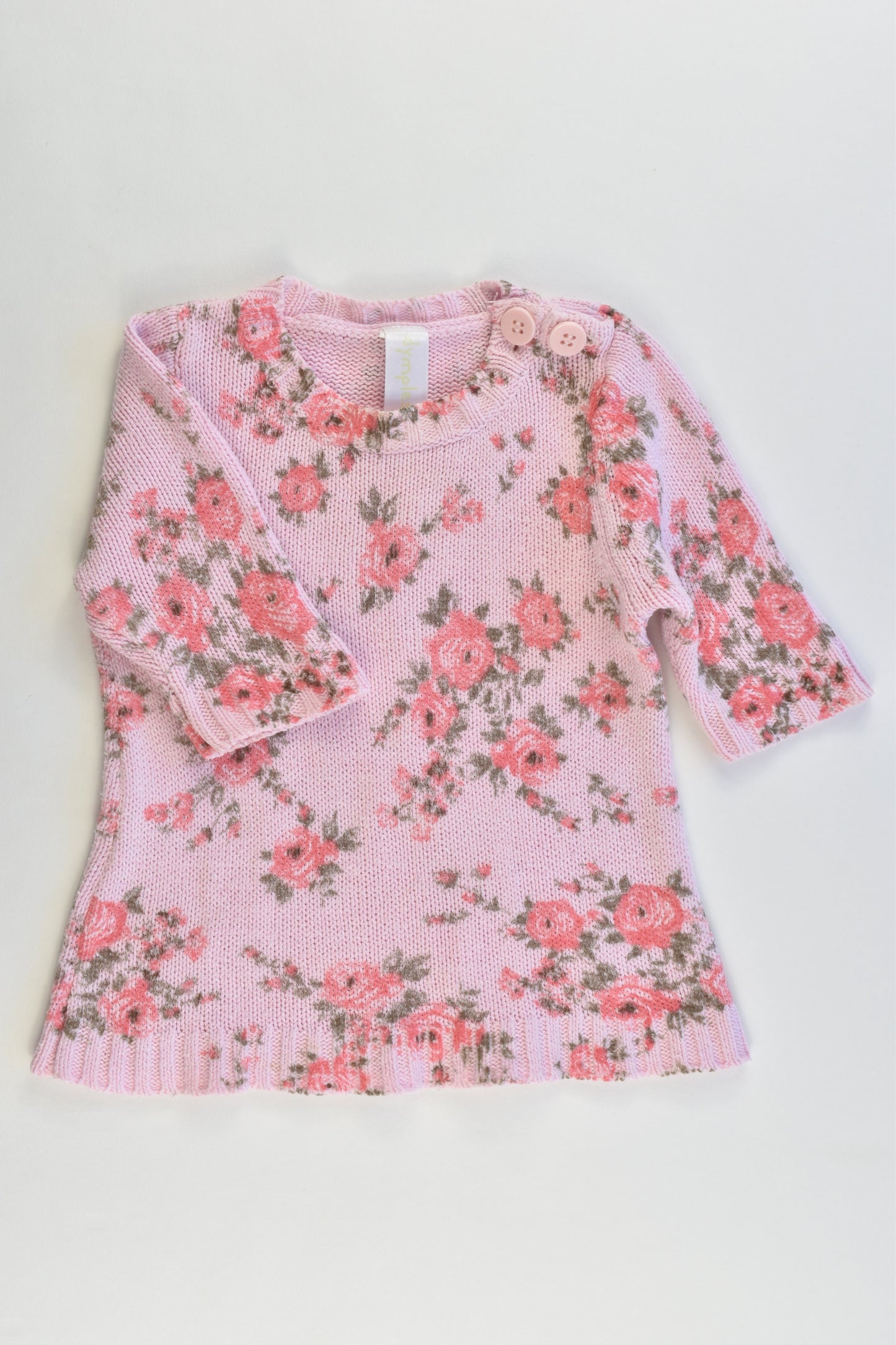 Dymples Size 000 Knitted Roses Jumper/Tunic