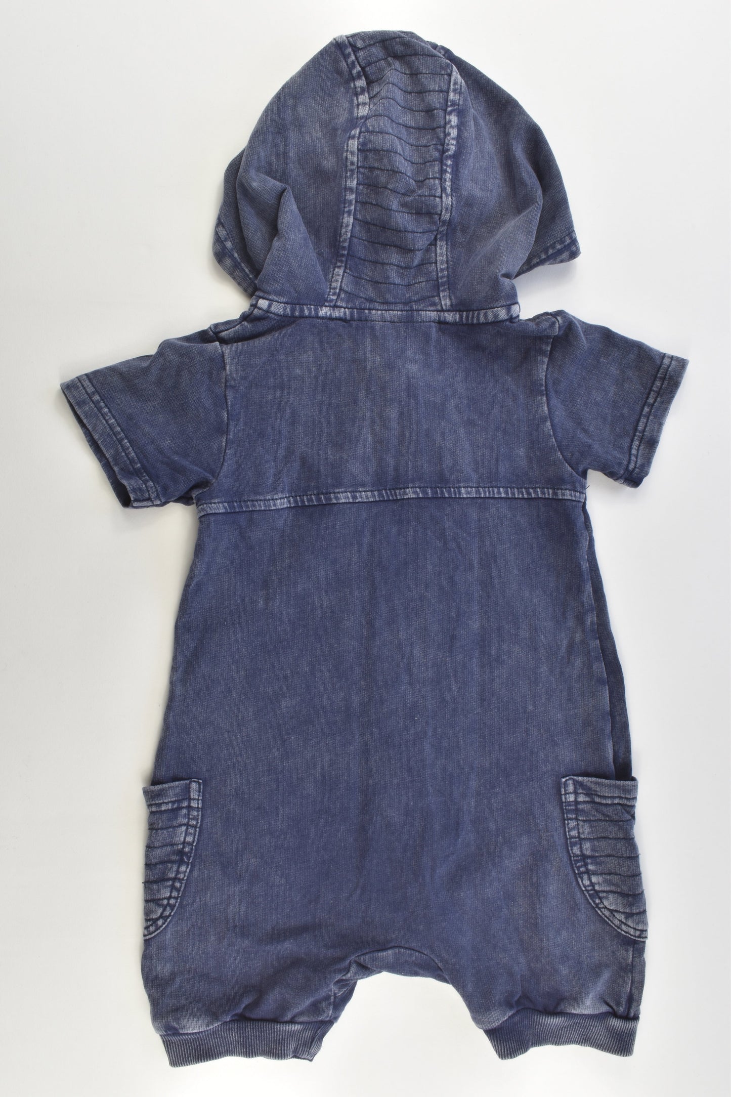 Dymples Size 1 (18 months, 84 cm) Denim-like Short Hooded Onesie