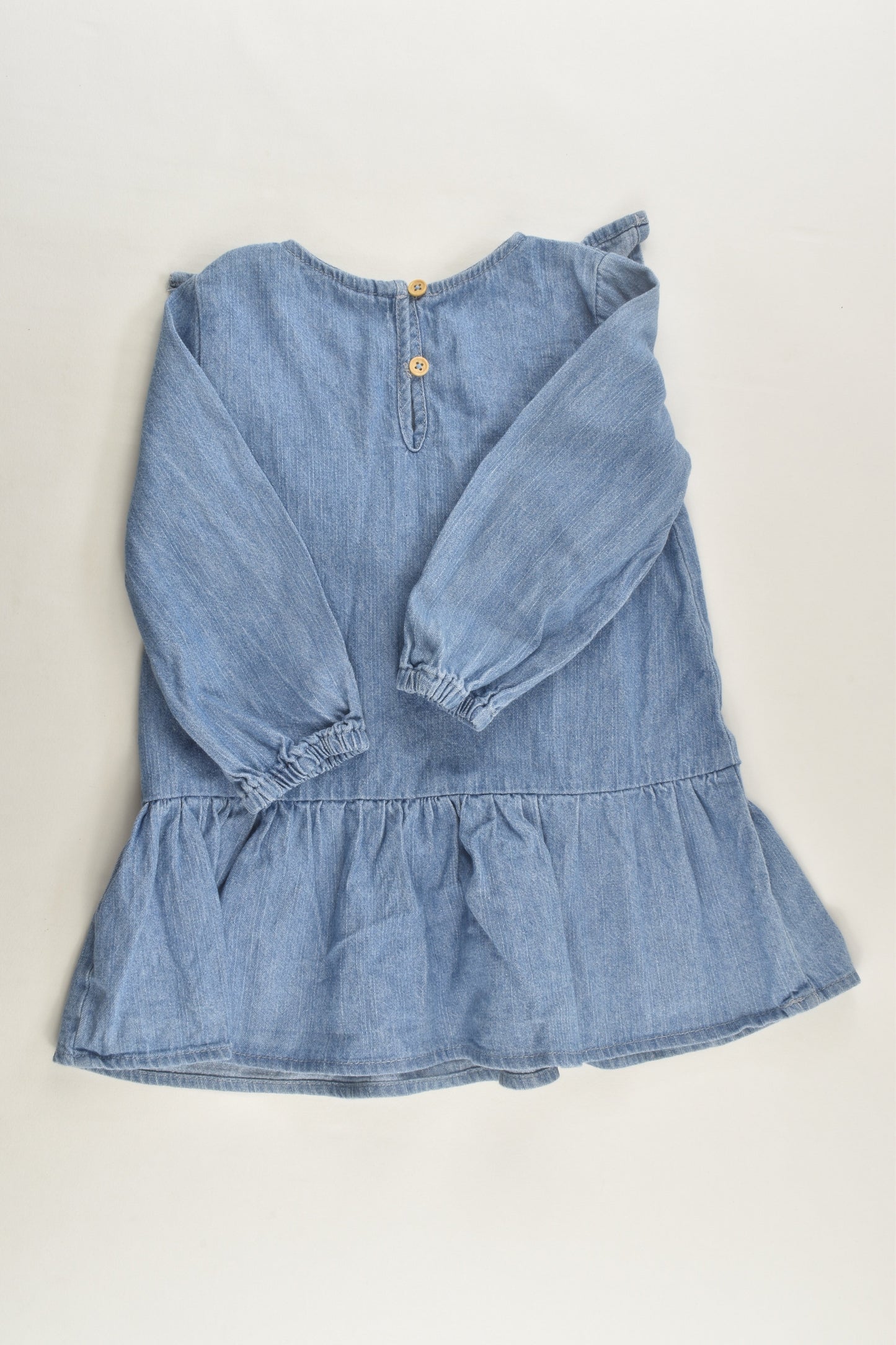 Dymples Size 1 Ruffle Front Denim Dress