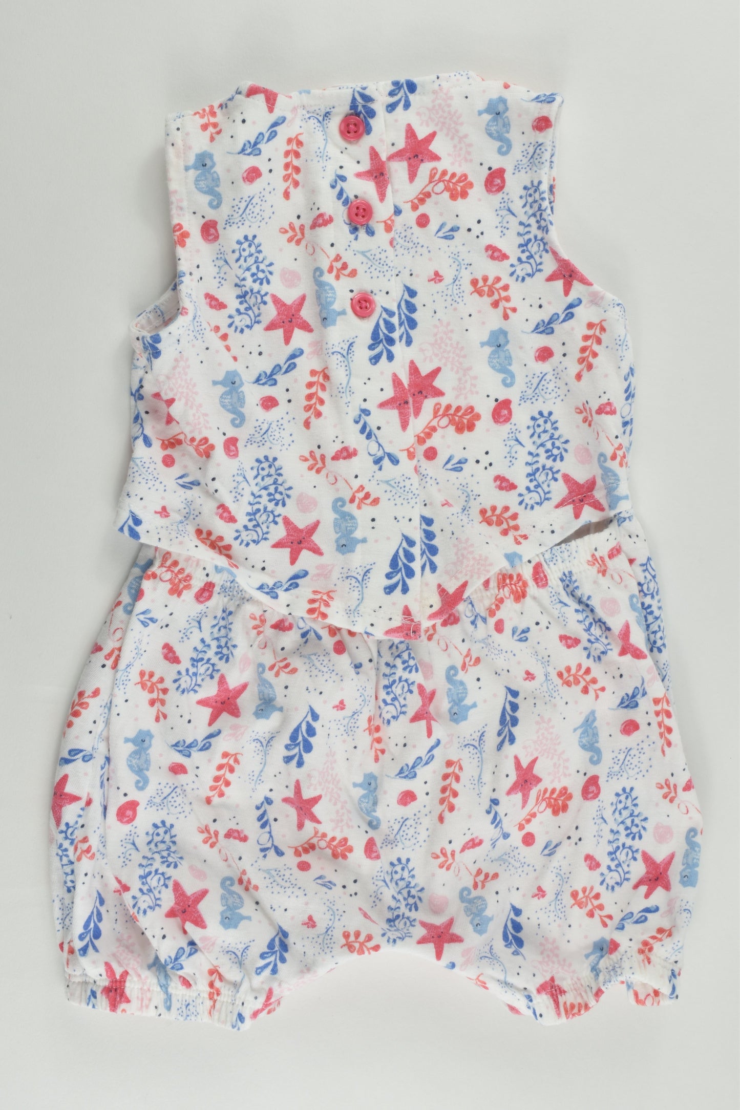 F&F Size 00 (3-6 months) Sea Horses and Starfish Playsuit