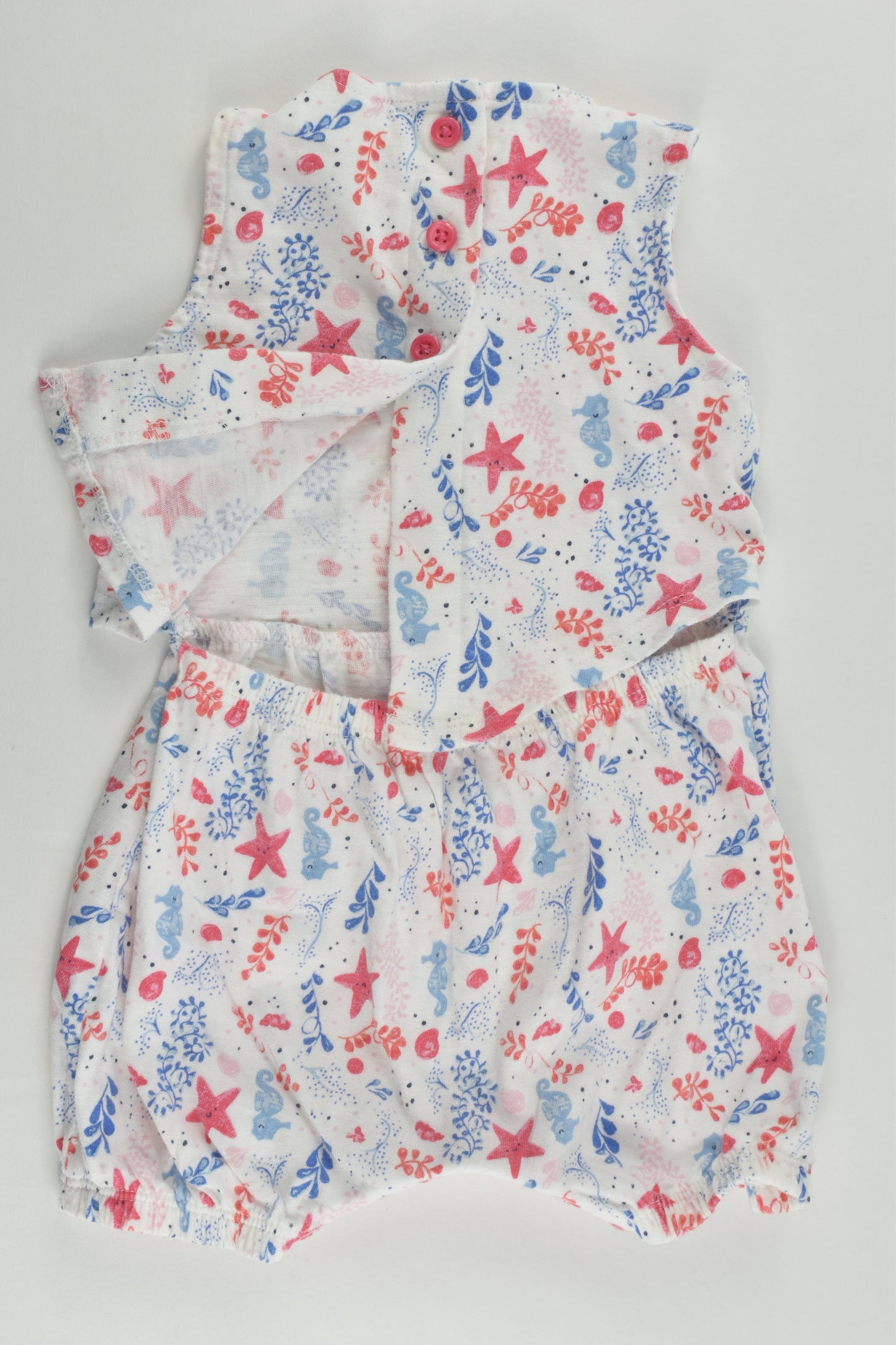 F&F Size 00 (3-6 months) Sea Horses and Starfish Playsuit