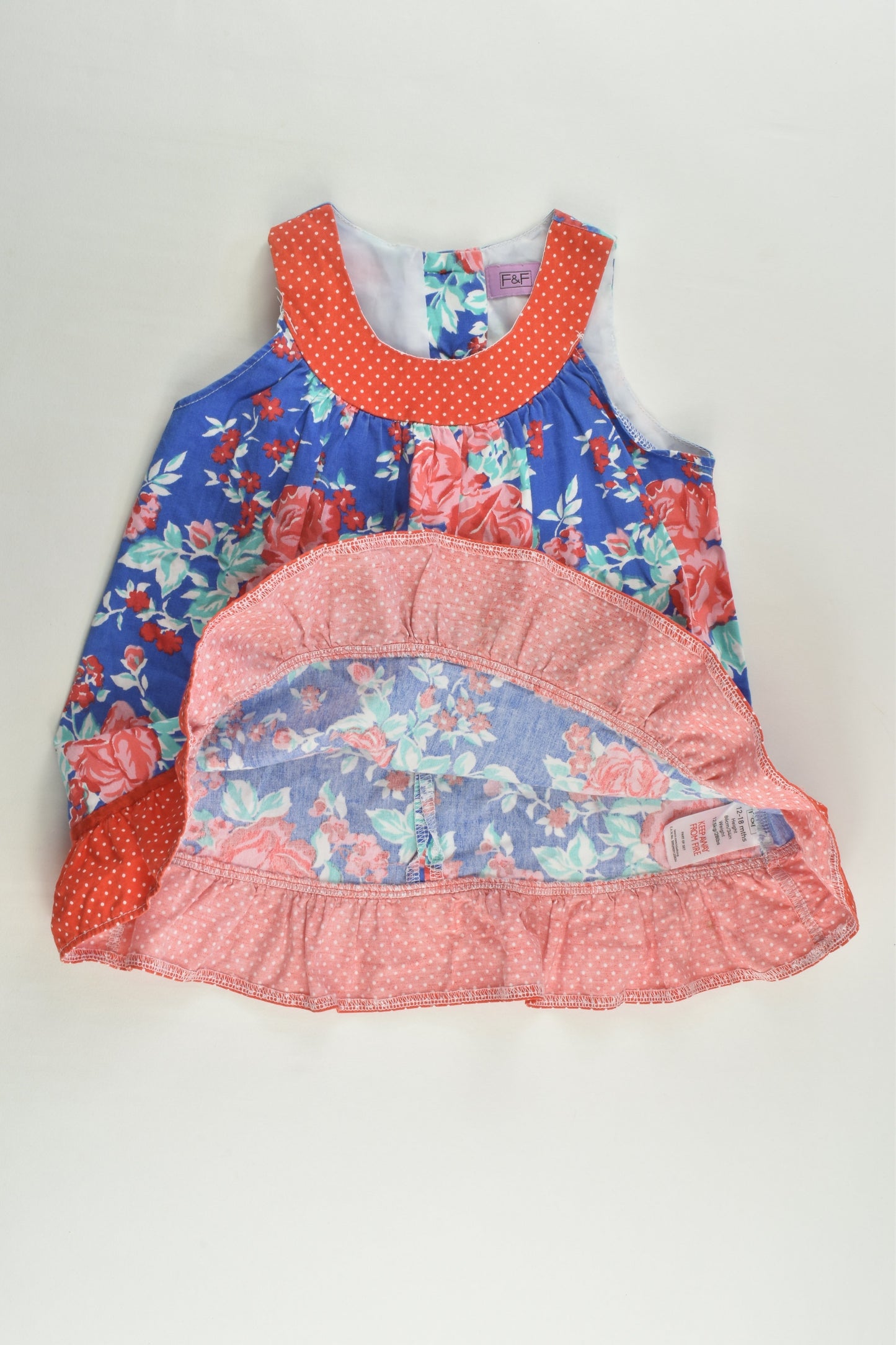 F&F Size 1 (12-18 months) Floral Dress