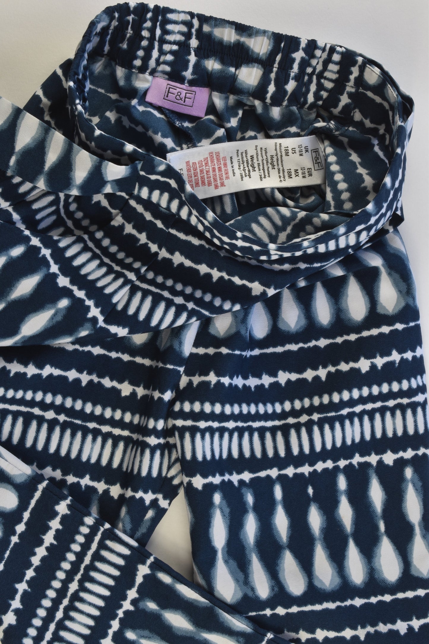 F&F Size 1 (12-18 months) Lightweight Pants