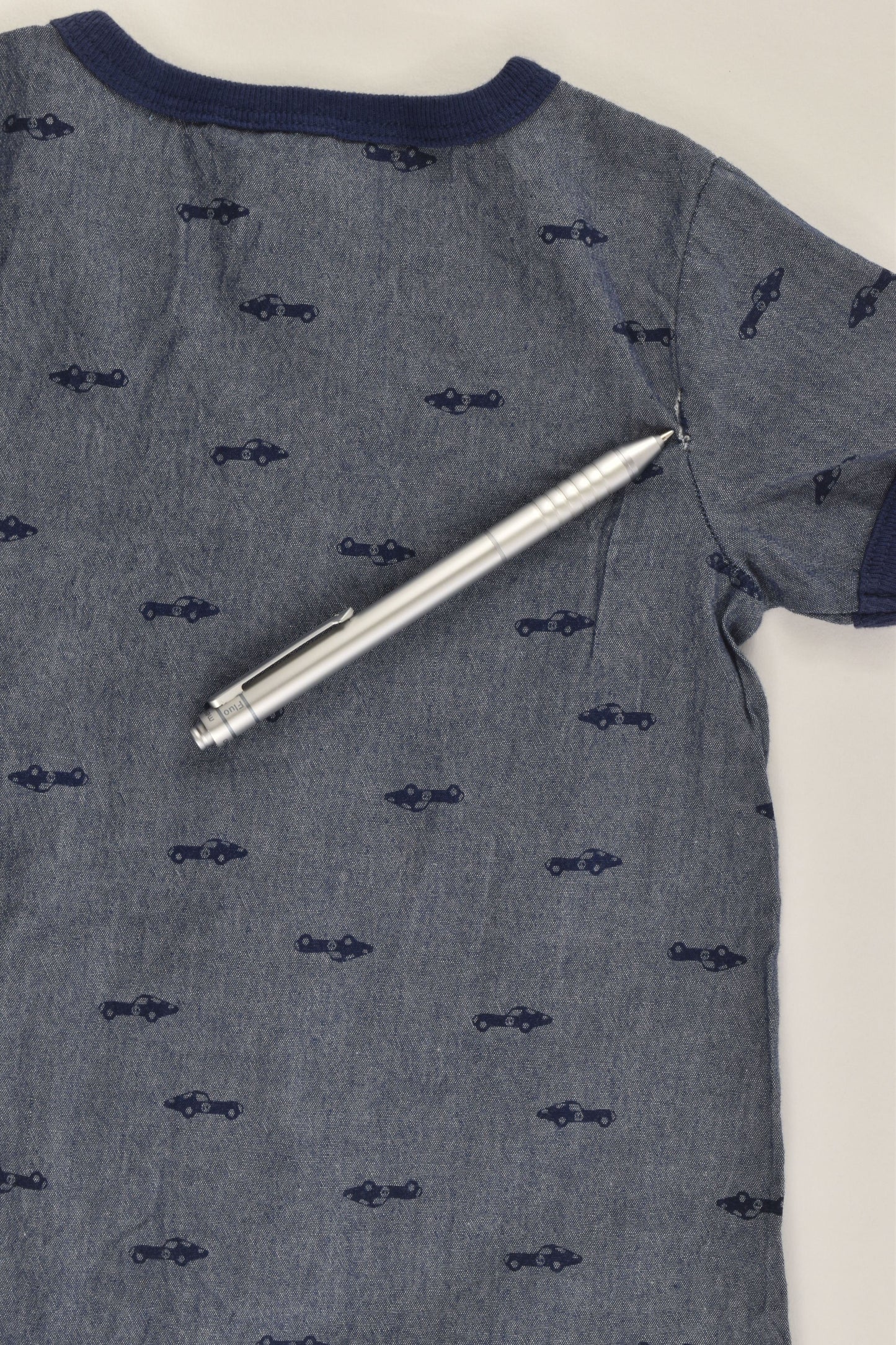 Fox & Finch Size 00 (6 months) Short Cars Lightweight Denim Playsuit