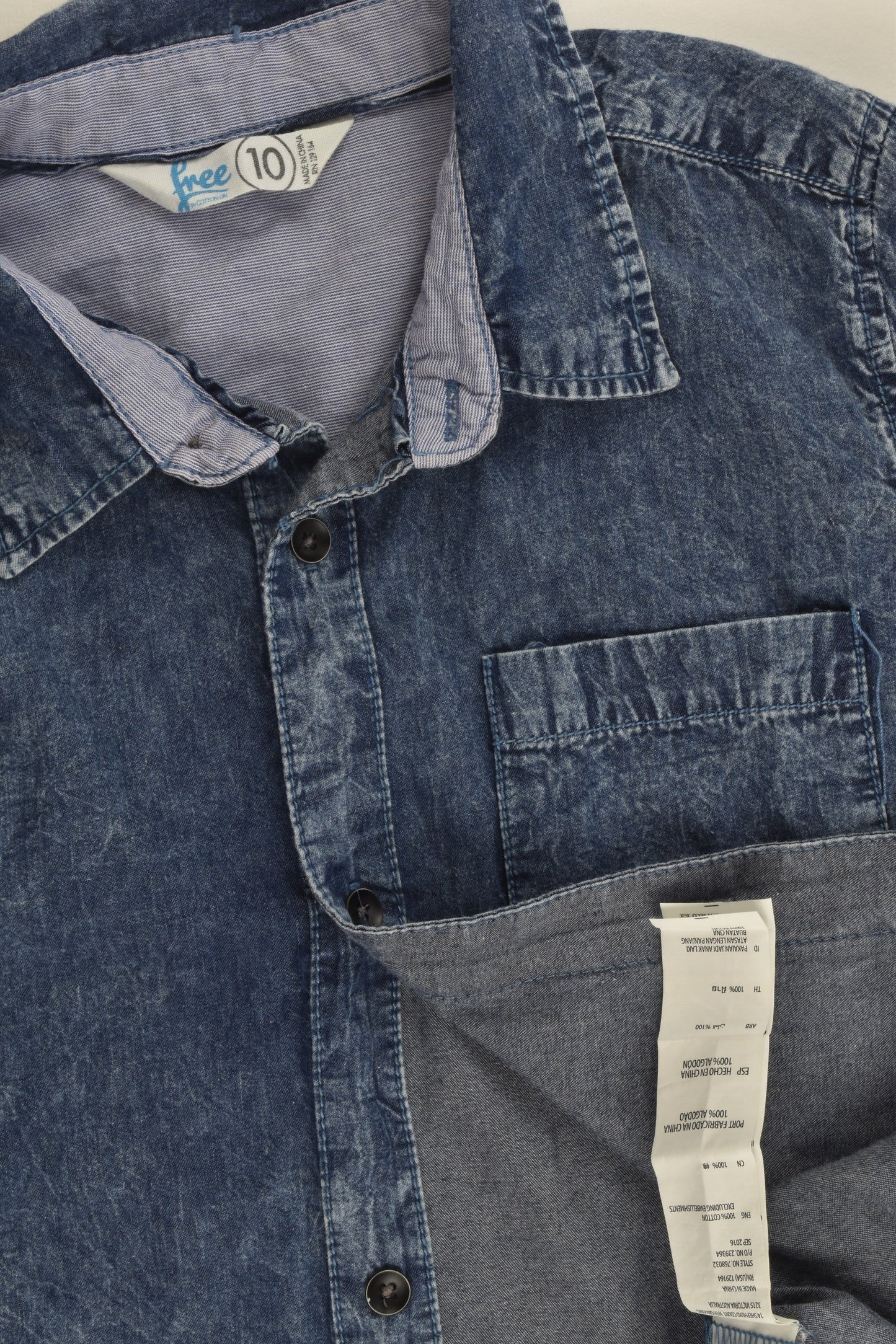 Free by Cotton On Size 10 Acid Wash Lightweight Denim Shirt