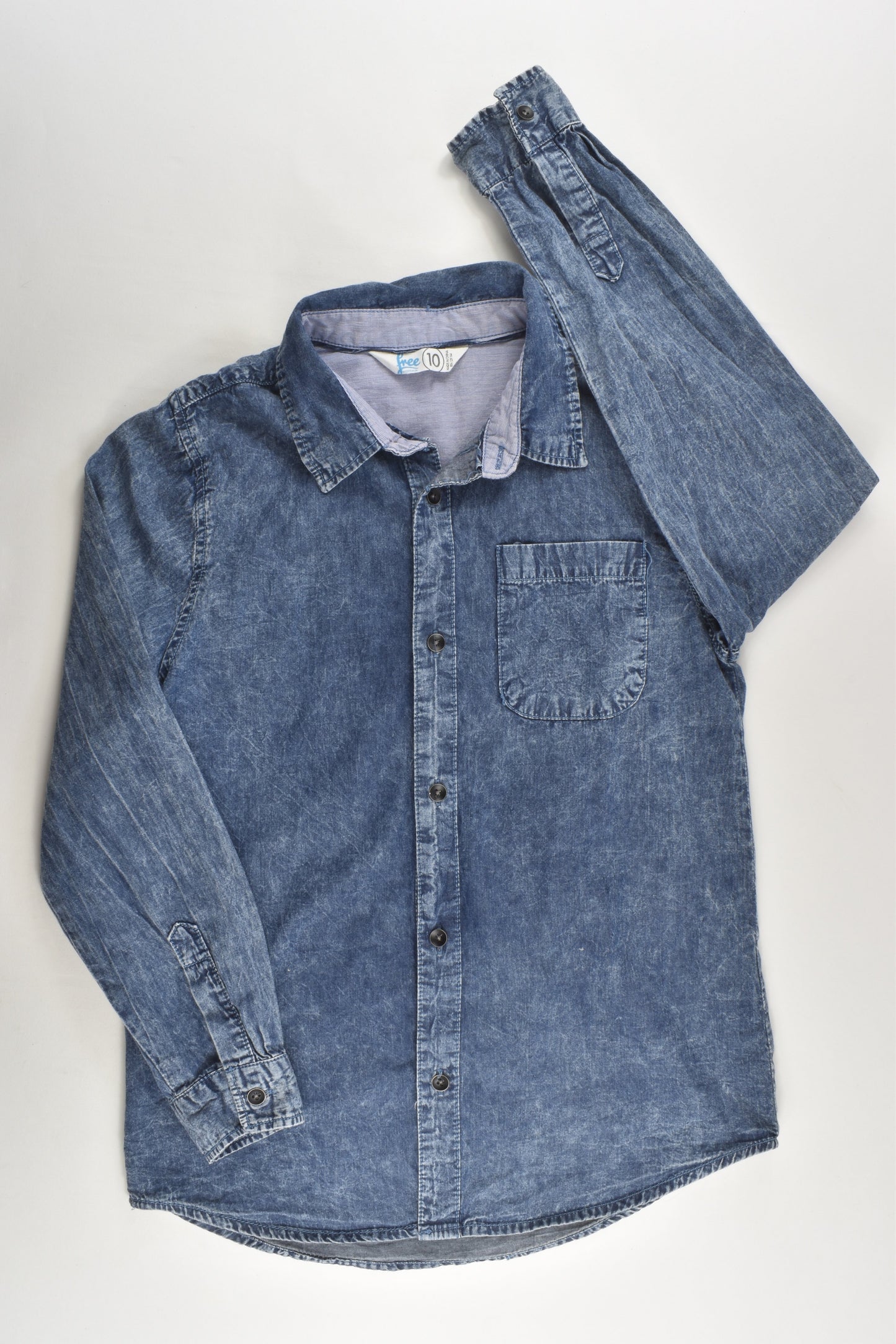 Free by Cotton On Size 10 Acid Wash Lightweight Denim Shirt