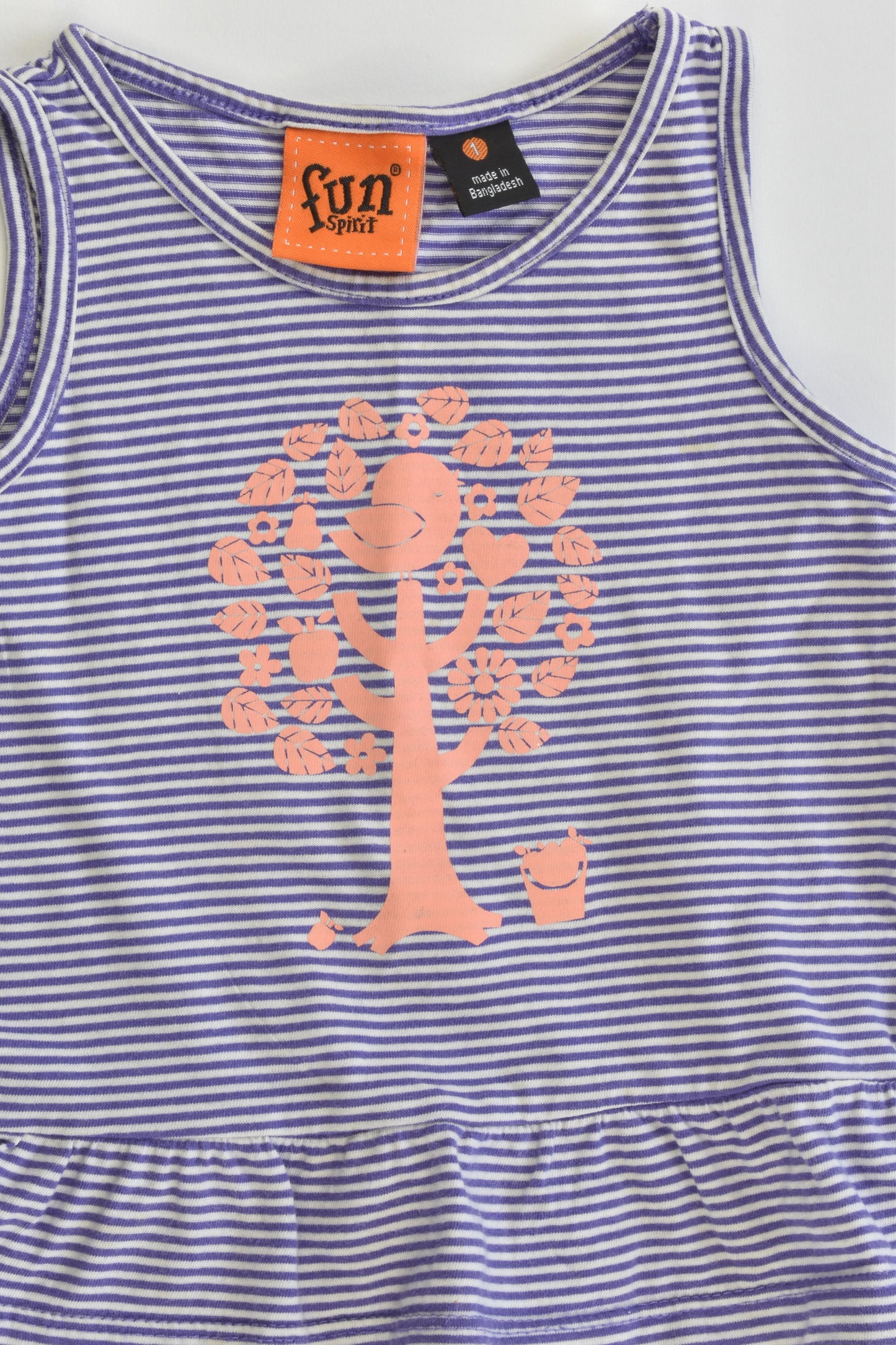 Fun Spirit Size 1 (84 cm) Bird and Tree Striped Top