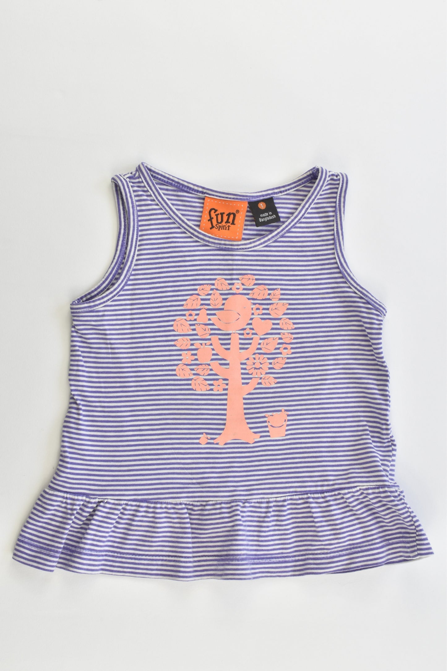 Fun Spirit Size 1 (84 cm) Bird and Tree Striped Top