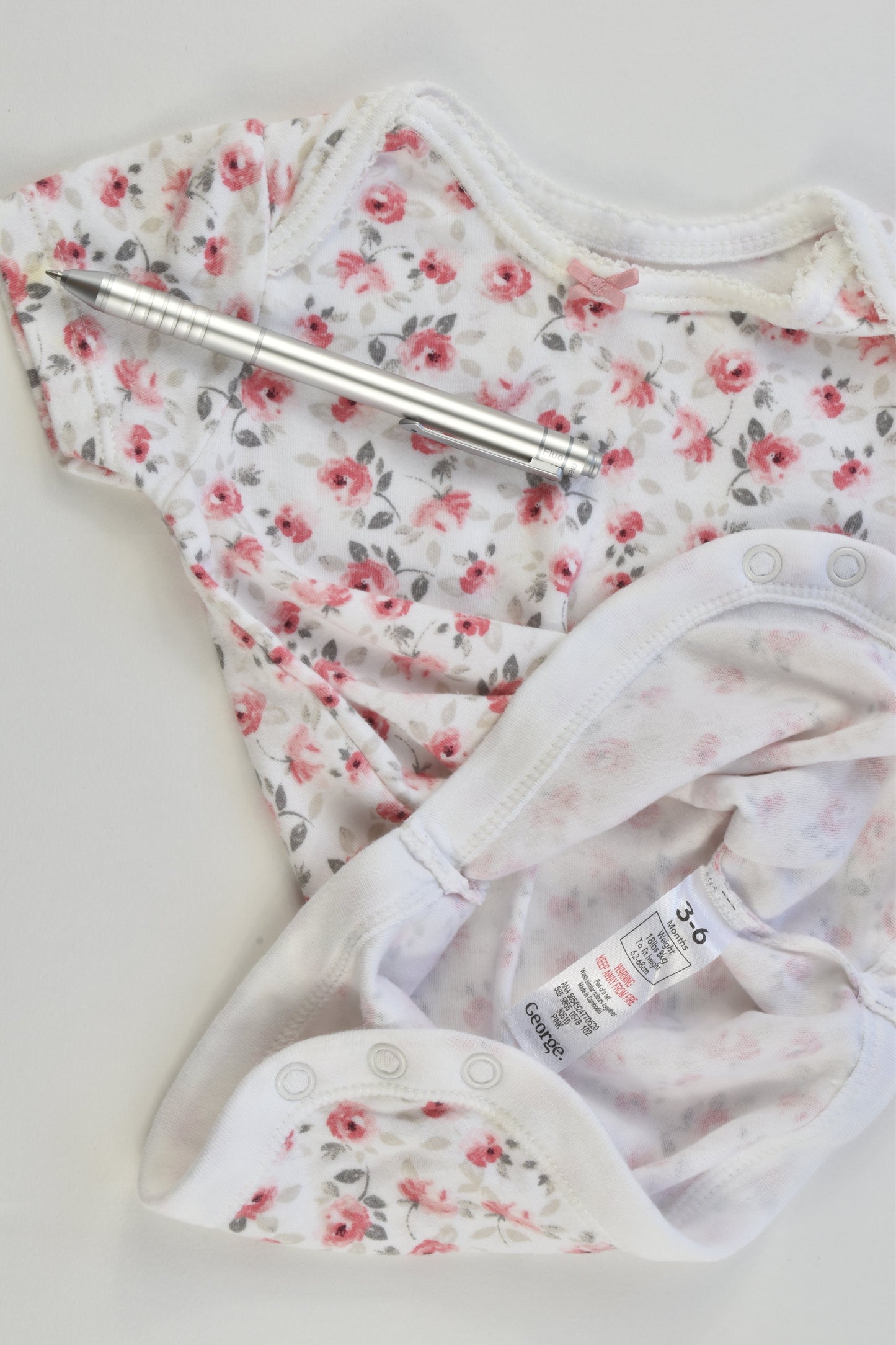George Size 00 (3-6 months, 62-68 cm) Roses Bodysuit